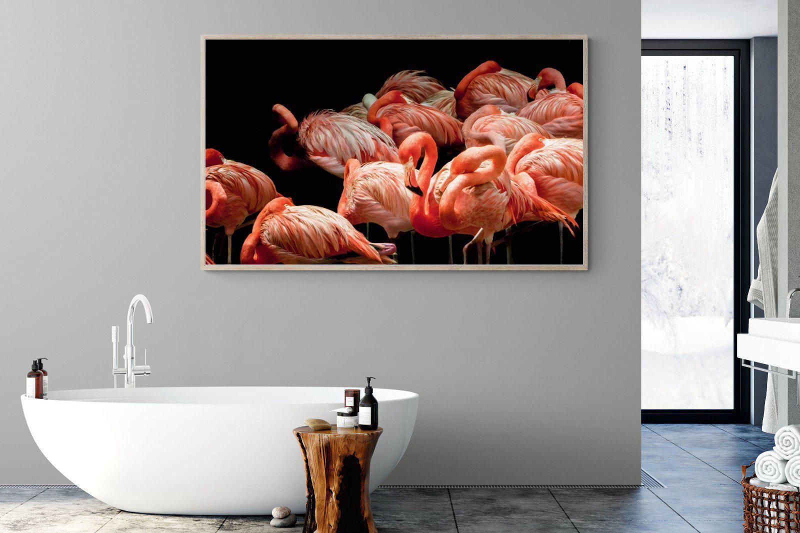 Flamingo Flock-Wall_Art-180 x 110cm-Mounted Canvas-Wood-Pixalot
