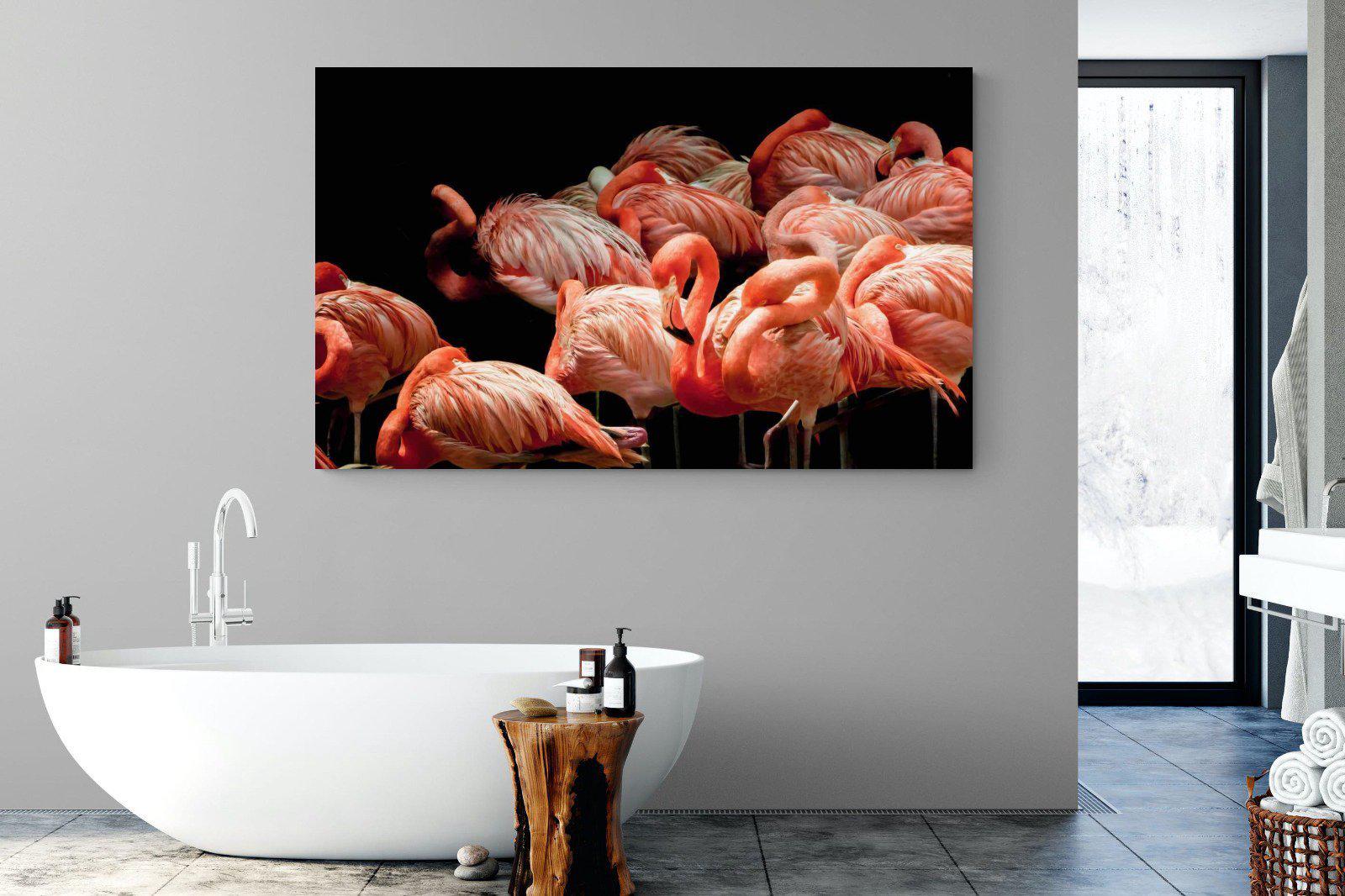 Flamingo Flock-Wall_Art-180 x 110cm-Mounted Canvas-No Frame-Pixalot