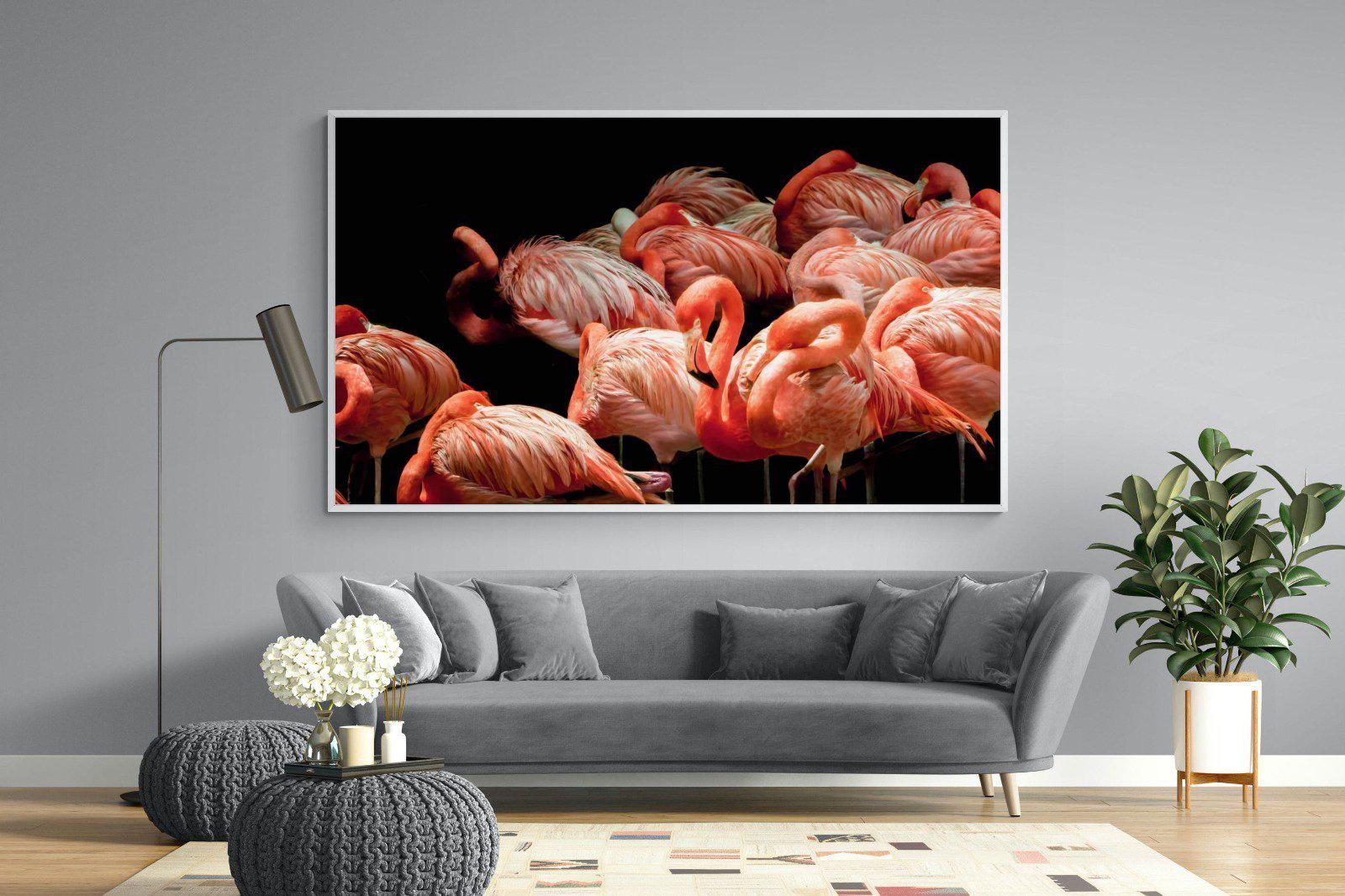 Flamingo Flock-Wall_Art-220 x 130cm-Mounted Canvas-White-Pixalot