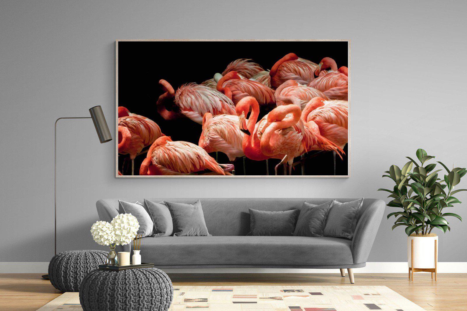 Flamingo Flock-Wall_Art-220 x 130cm-Mounted Canvas-Wood-Pixalot
