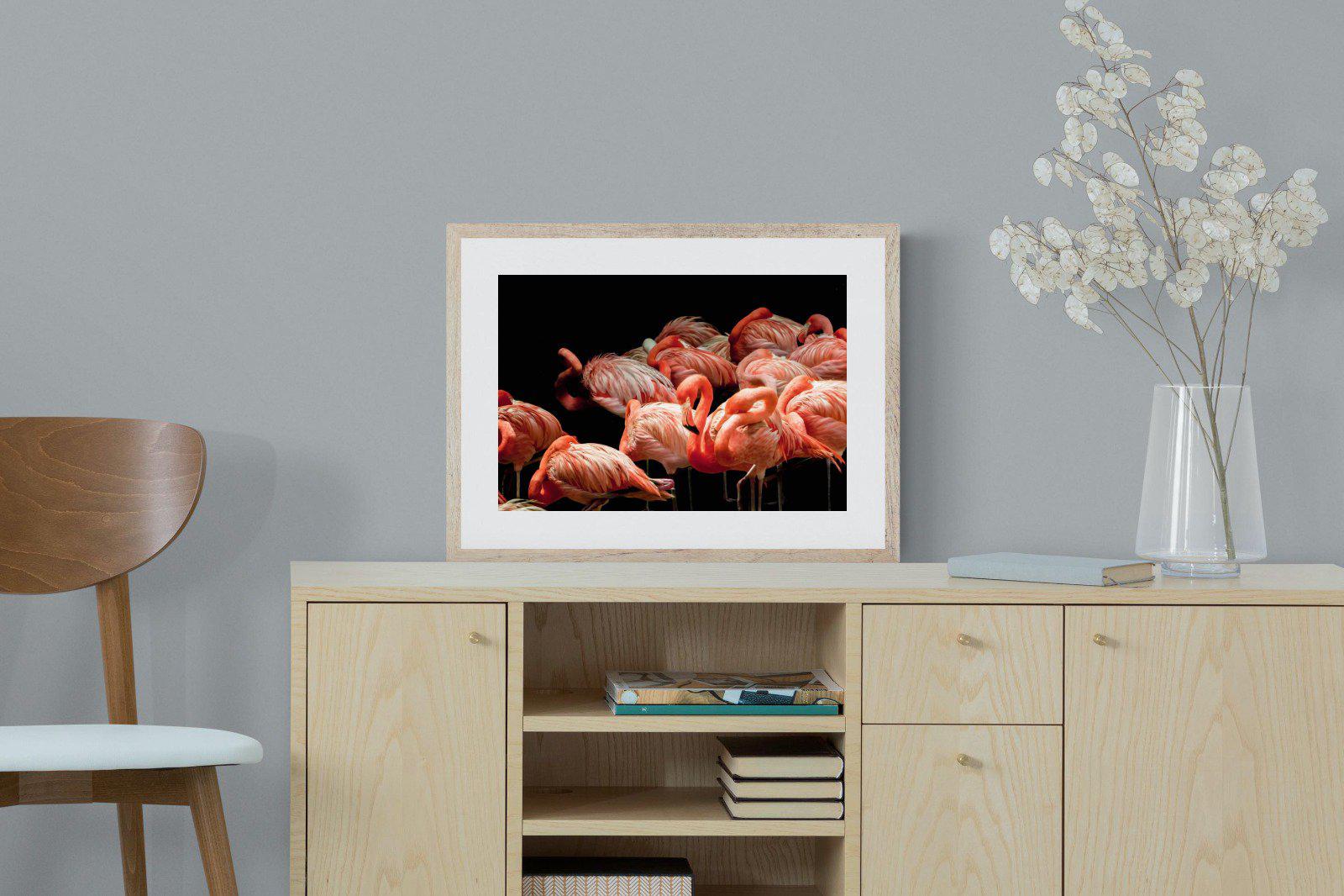 Flamingo Flock-Wall_Art-60 x 45cm-Framed Print-Wood-Pixalot