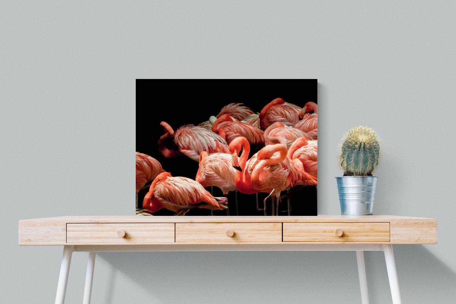 Flamingo Flock-Wall_Art-80 x 60cm-Mounted Canvas-No Frame-Pixalot