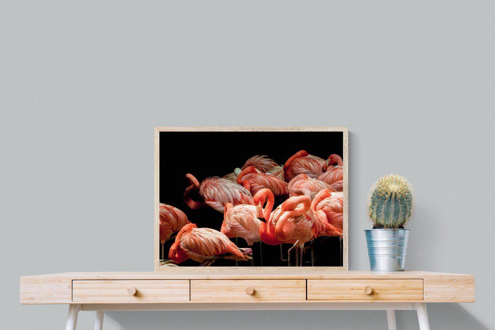 Flamingo Flock-Wall_Art-80 x 60cm-Mounted Canvas-Wood-Pixalot