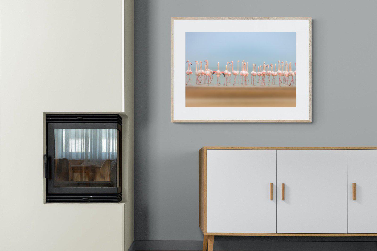 Flamingo Forest-Wall_Art-100 x 75cm-Framed Print-Wood-Pixalot