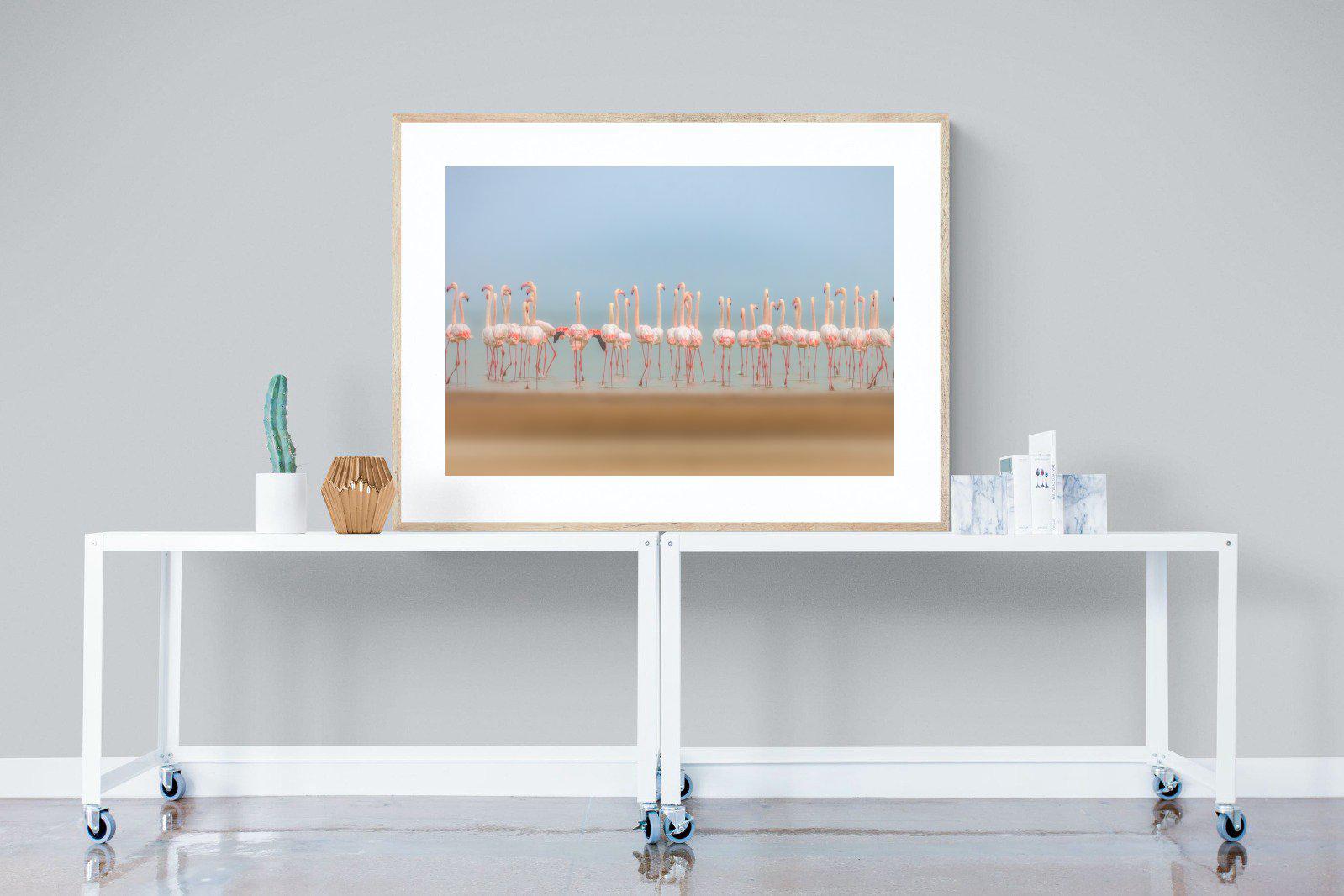 Flamingo Forest-Wall_Art-120 x 90cm-Framed Print-Wood-Pixalot
