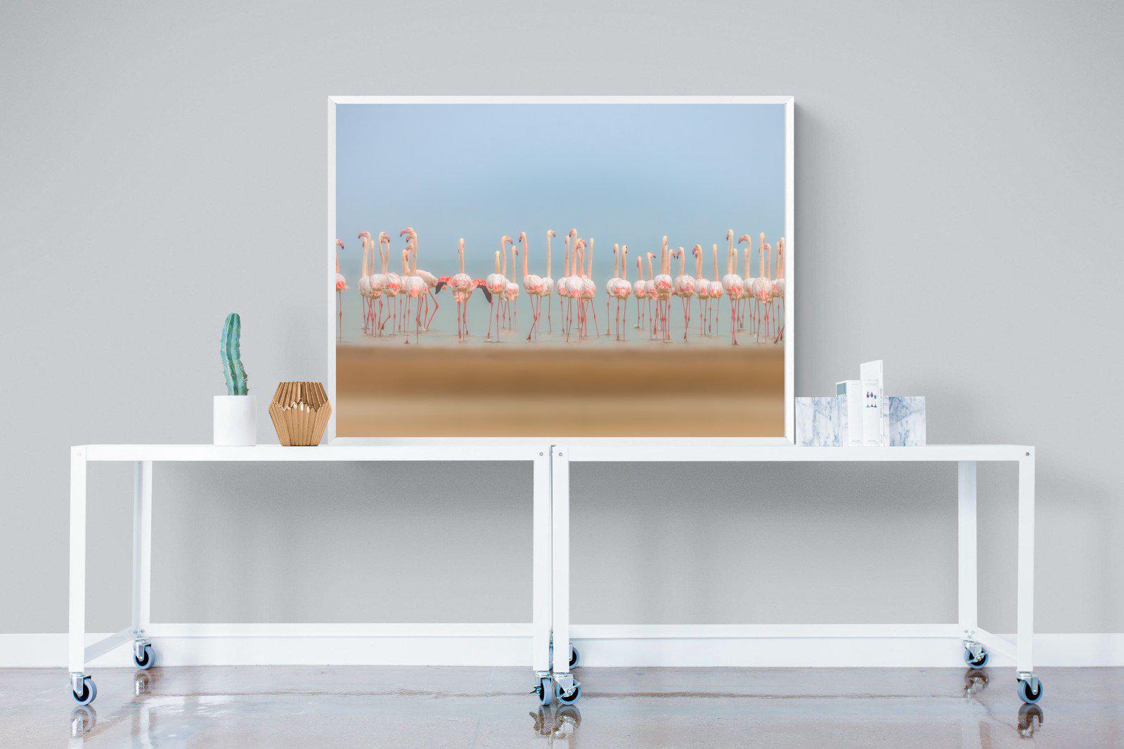 Flamingo Forest-Wall_Art-120 x 90cm-Mounted Canvas-White-Pixalot