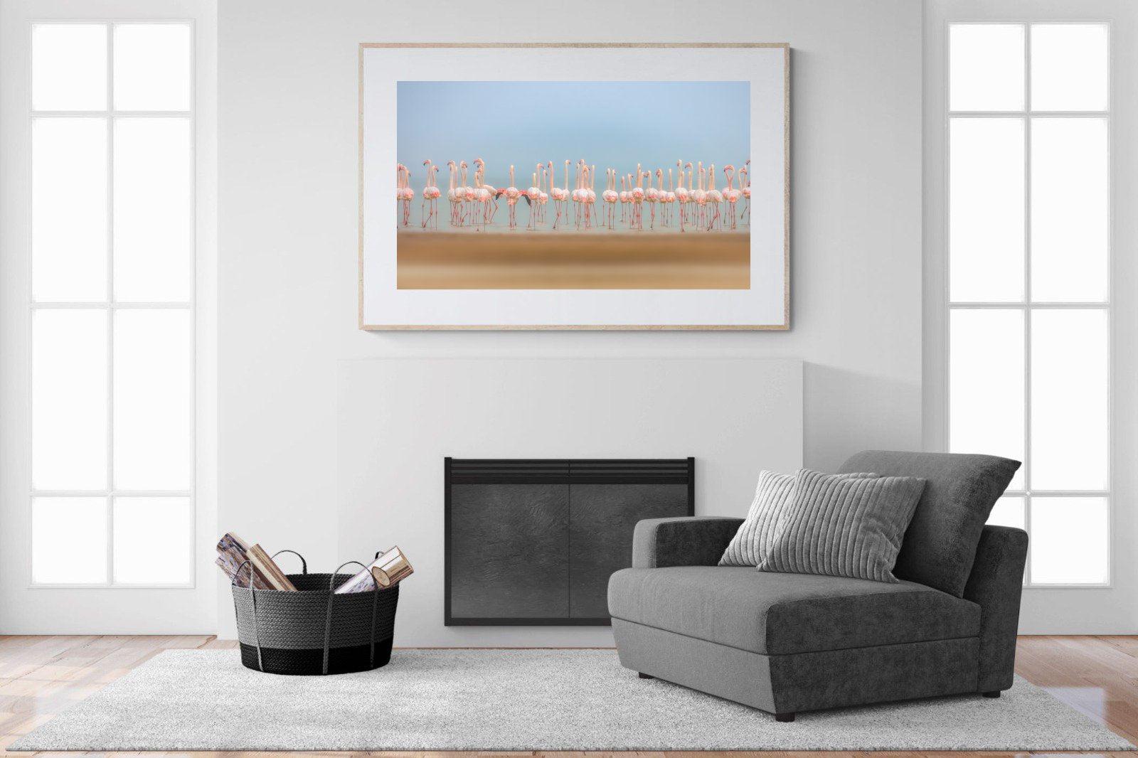 Flamingo Forest-Wall_Art-150 x 100cm-Framed Print-Wood-Pixalot