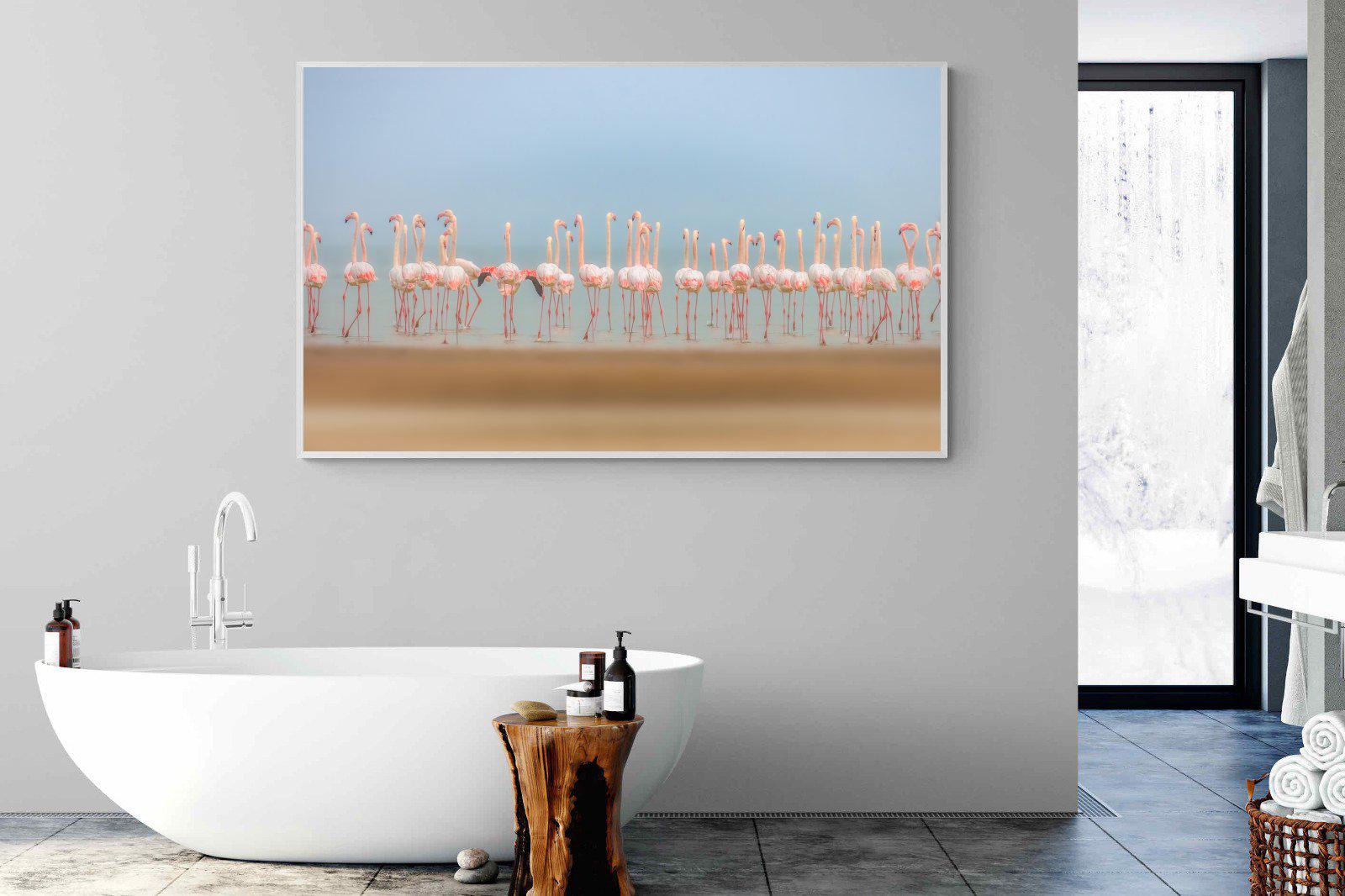 Flamingo Forest-Wall_Art-180 x 110cm-Mounted Canvas-White-Pixalot
