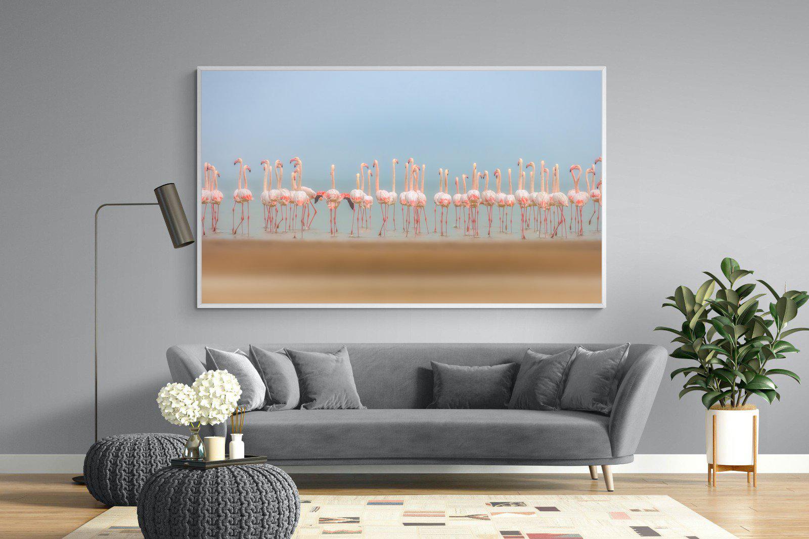 Flamingo Forest-Wall_Art-220 x 130cm-Mounted Canvas-White-Pixalot