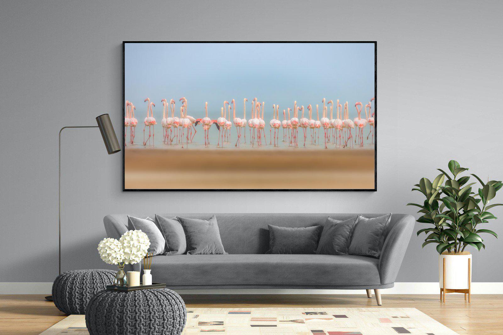 Flamingo Forest-Wall_Art-220 x 130cm-Mounted Canvas-Black-Pixalot