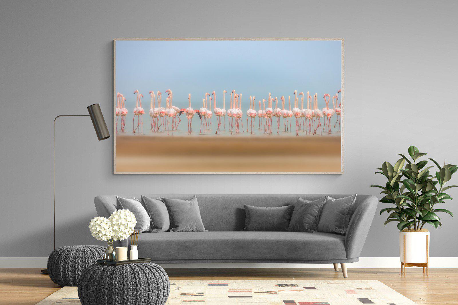 Flamingo Forest-Wall_Art-220 x 130cm-Mounted Canvas-Wood-Pixalot