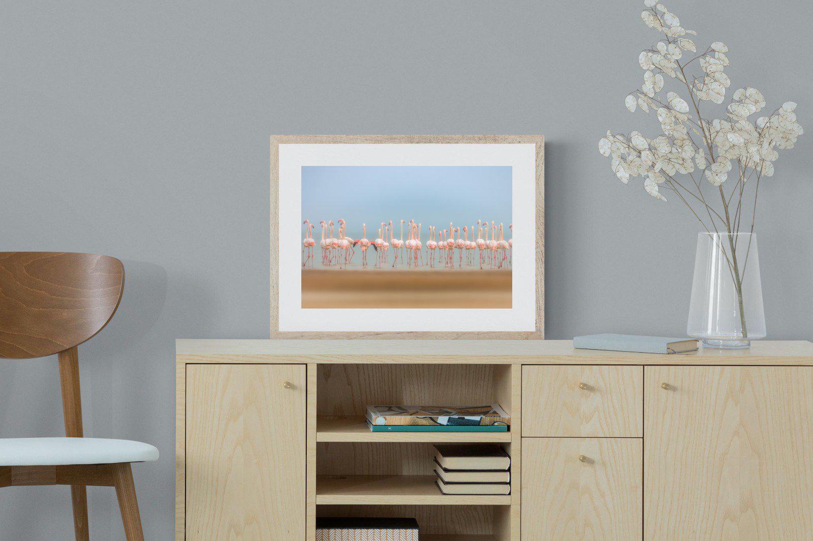 Flamingo Forest-Wall_Art-60 x 45cm-Framed Print-Wood-Pixalot
