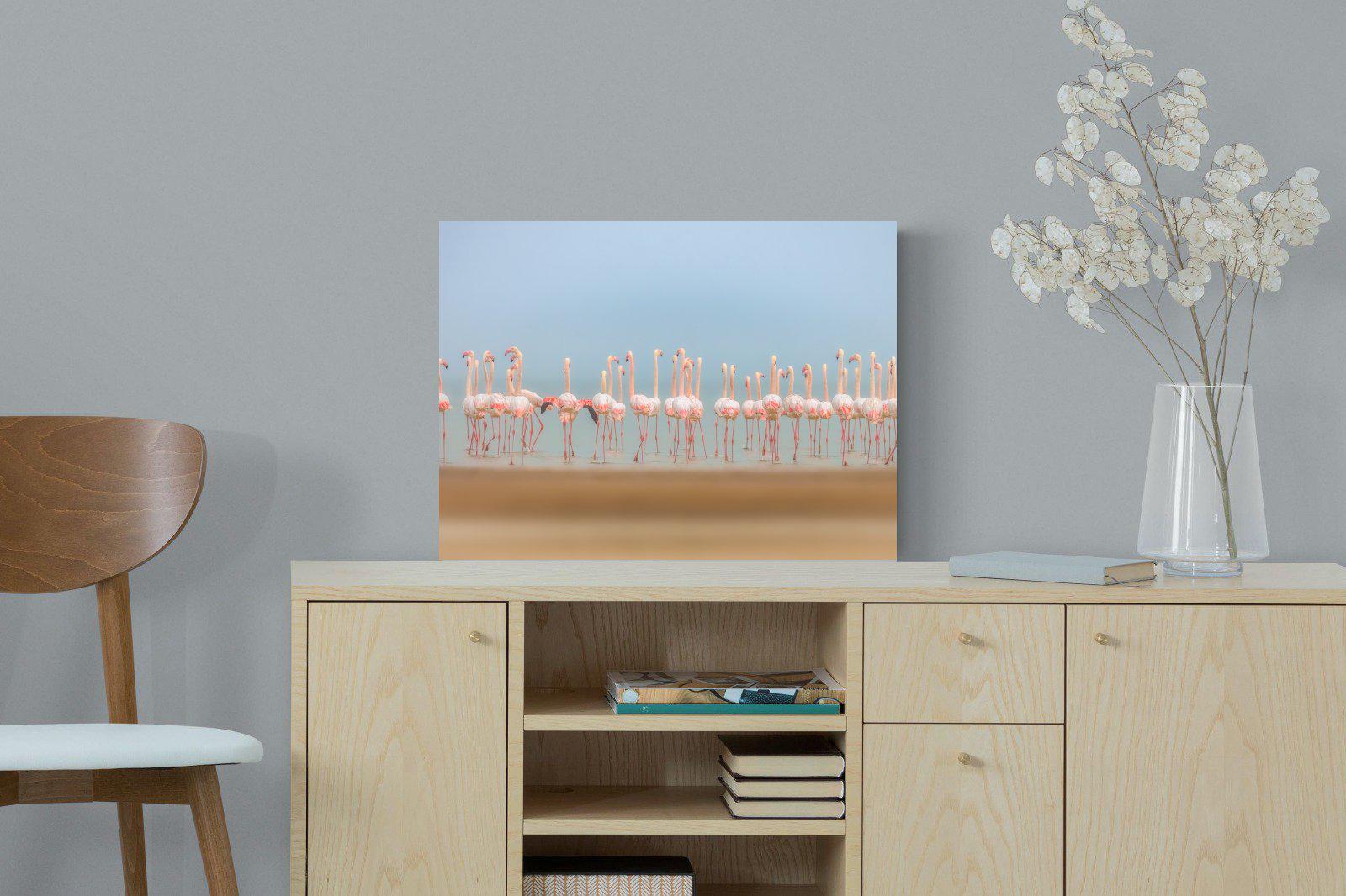 Flamingo Forest-Wall_Art-60 x 45cm-Mounted Canvas-No Frame-Pixalot