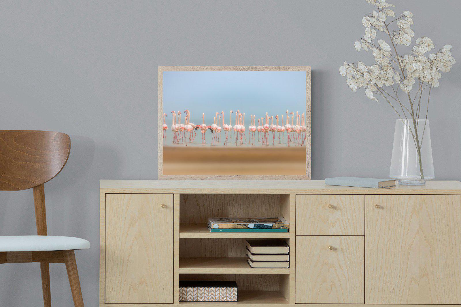 Flamingo Forest-Wall_Art-60 x 45cm-Mounted Canvas-Wood-Pixalot
