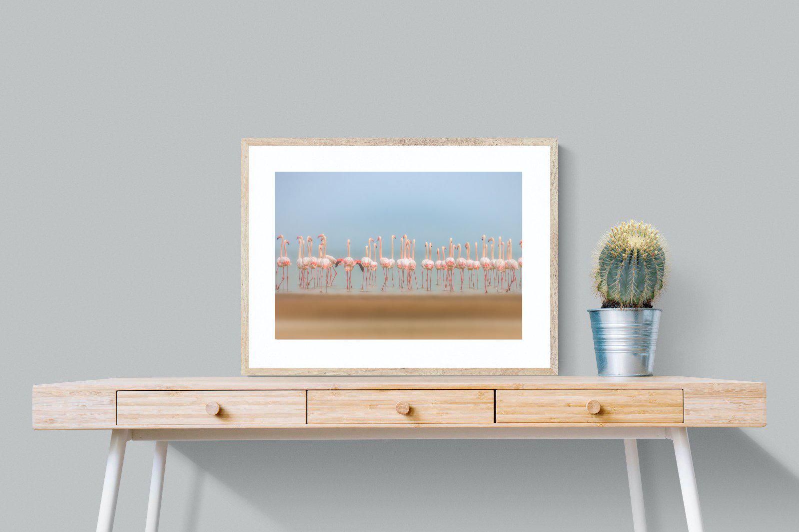 Flamingo Forest-Wall_Art-80 x 60cm-Framed Print-Wood-Pixalot