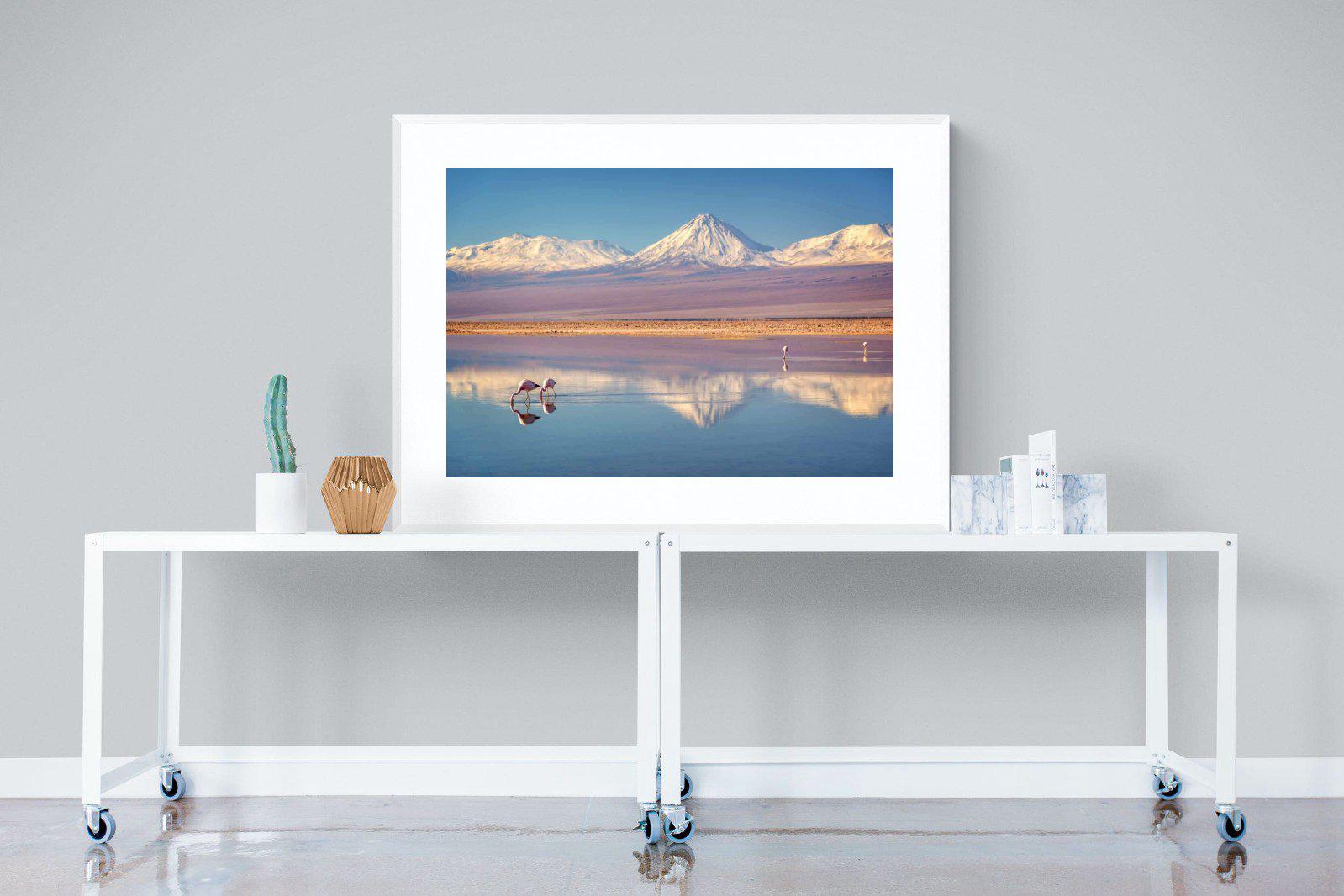 Flamingo Pair-Wall_Art-120 x 90cm-Framed Print-White-Pixalot