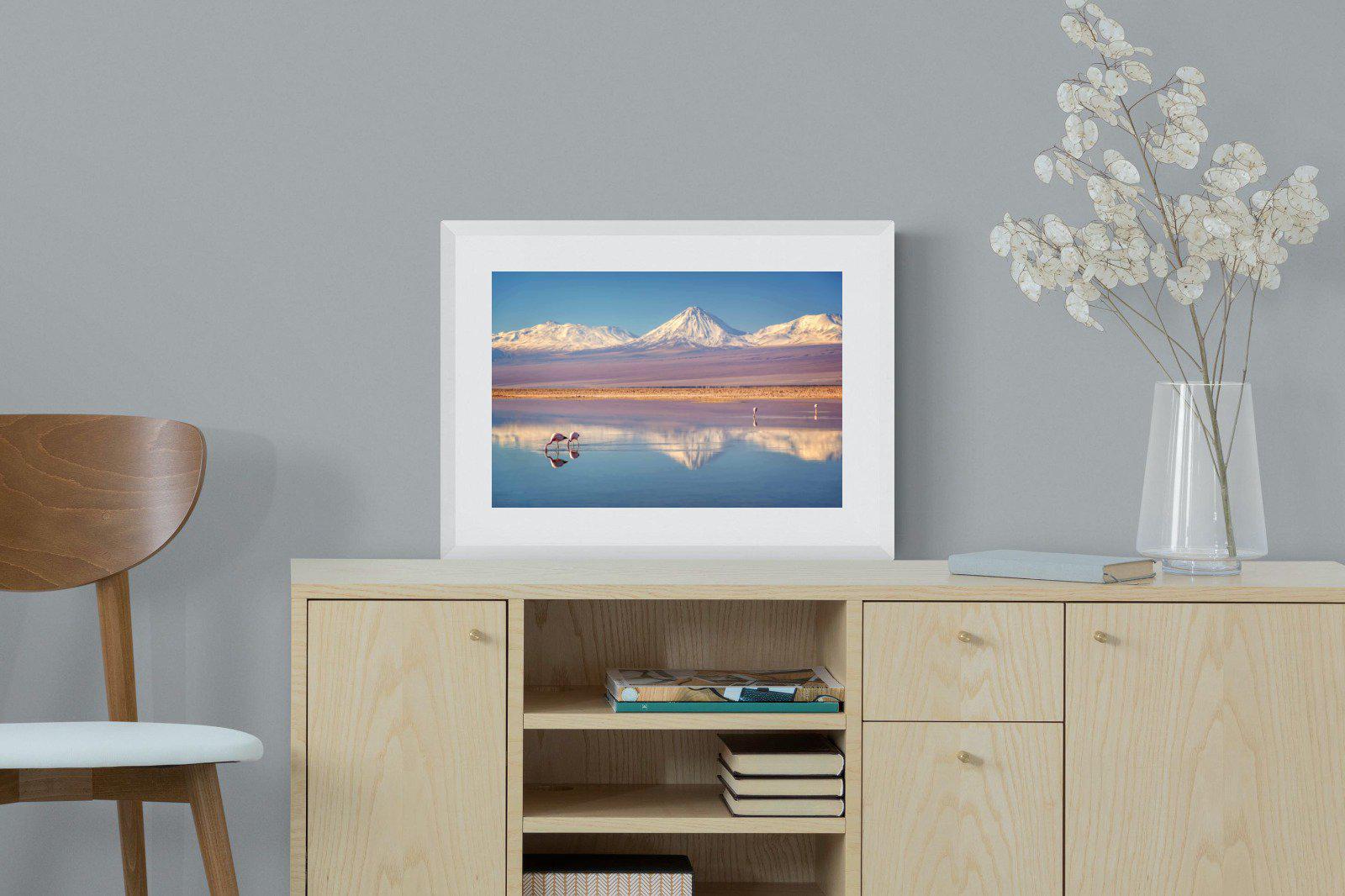 Flamingo Pair-Wall_Art-60 x 45cm-Framed Print-White-Pixalot