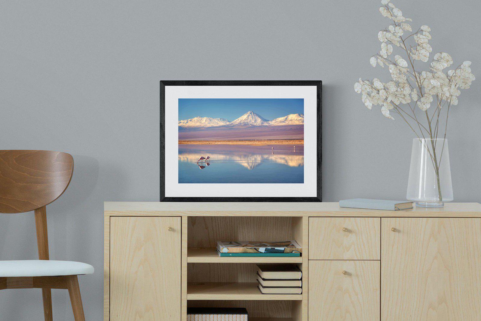 Flamingo Pair-Wall_Art-60 x 45cm-Framed Print-Black-Pixalot
