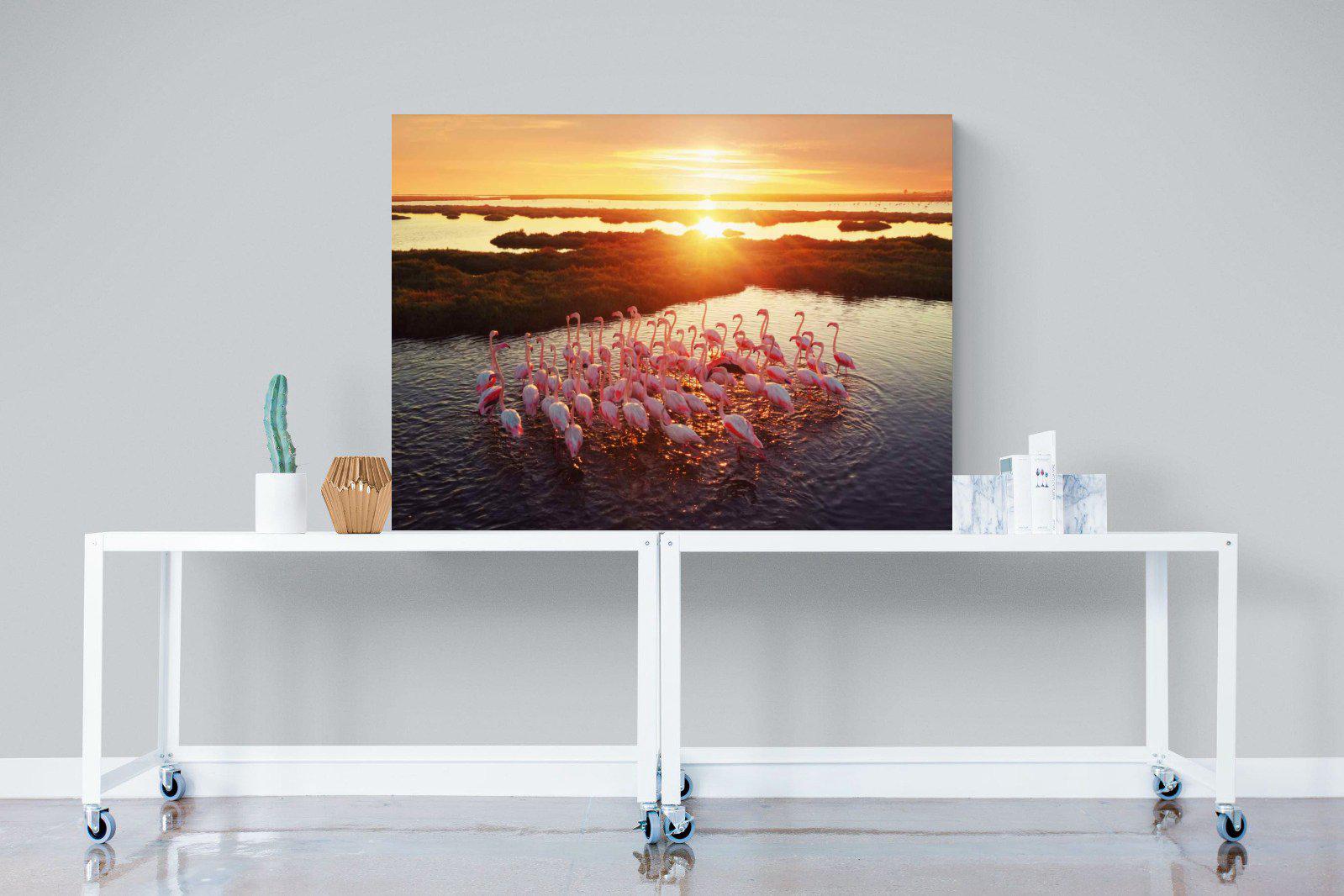 Flamingos-Wall_Art-120 x 90cm-Mounted Canvas-No Frame-Pixalot