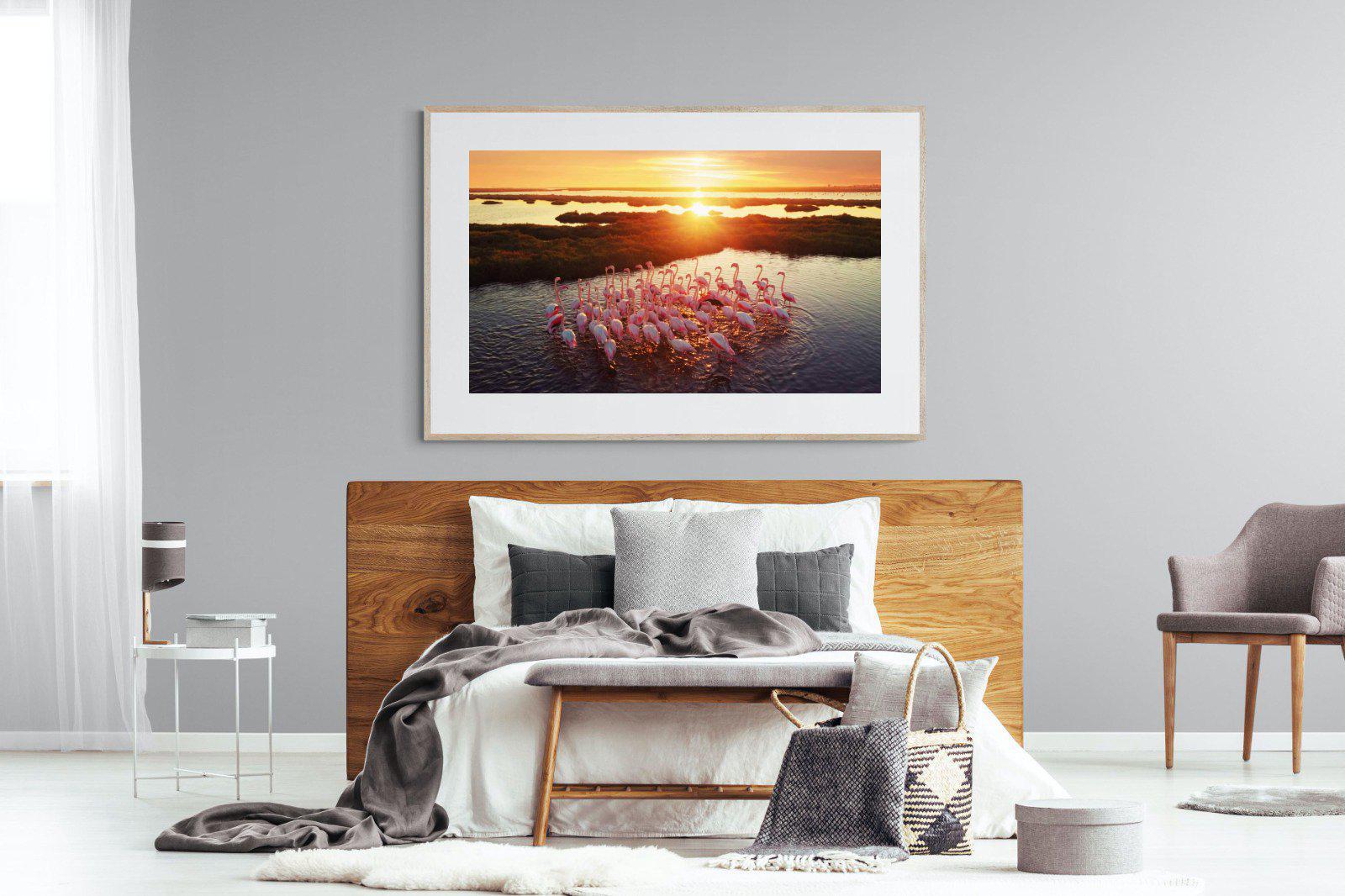 Flamingos-Wall_Art-150 x 100cm-Framed Print-Wood-Pixalot