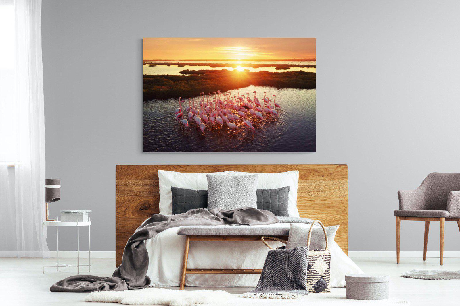 Flamingos-Wall_Art-150 x 100cm-Mounted Canvas-No Frame-Pixalot