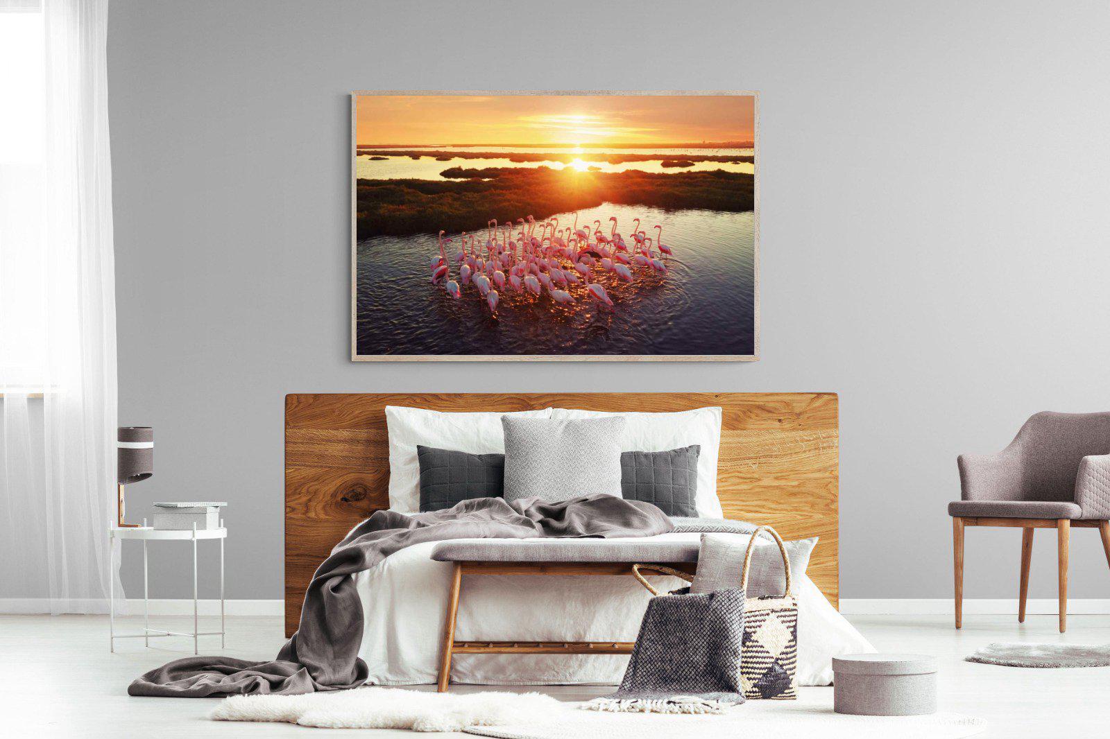 Flamingos-Wall_Art-150 x 100cm-Mounted Canvas-Wood-Pixalot