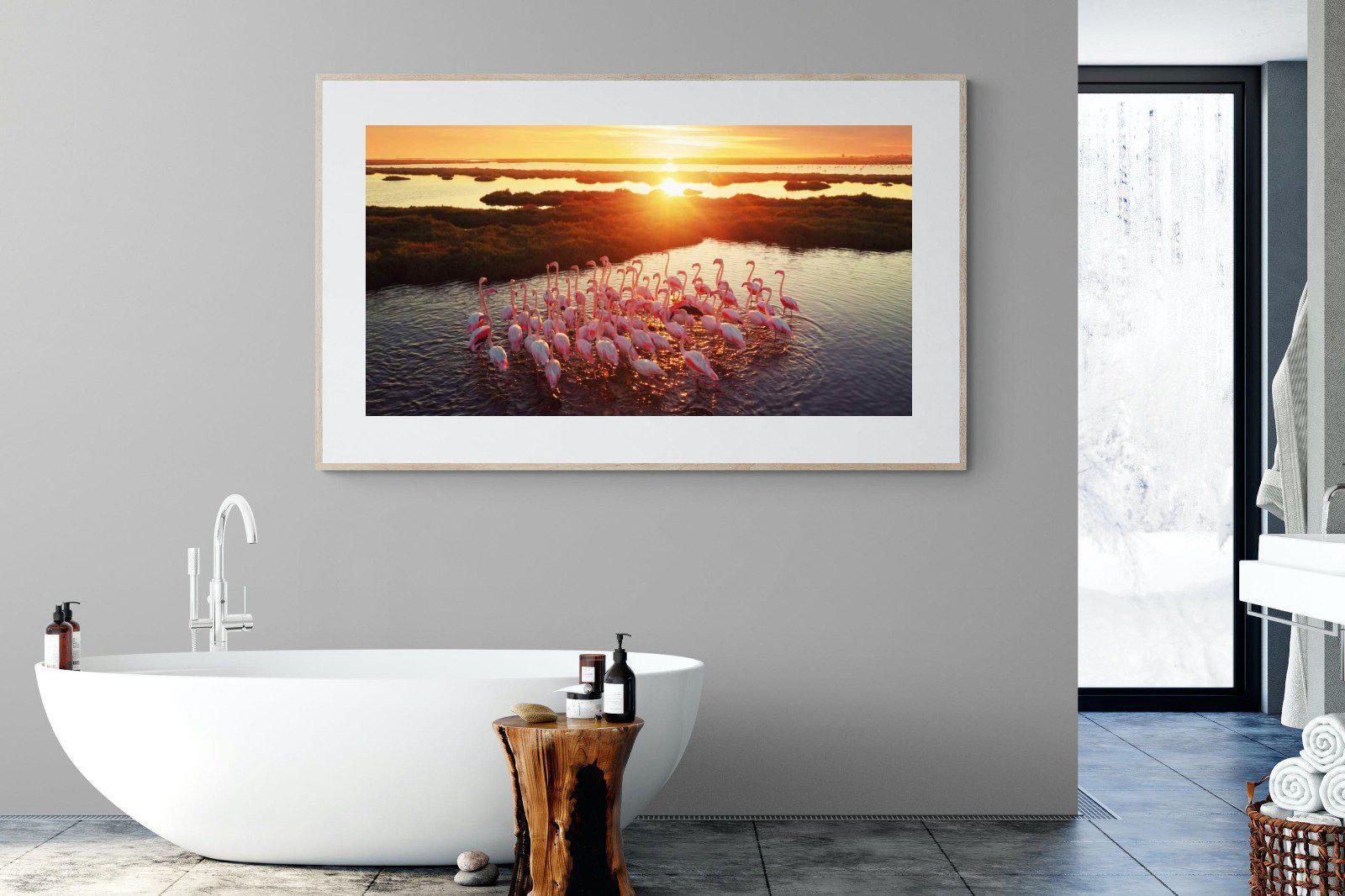 Flamingos-Wall_Art-180 x 110cm-Framed Print-Wood-Pixalot