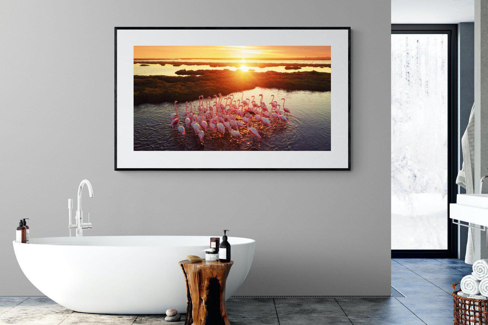Flamingos-Wall_Art-180 x 110cm-Framed Print-Black-Pixalot