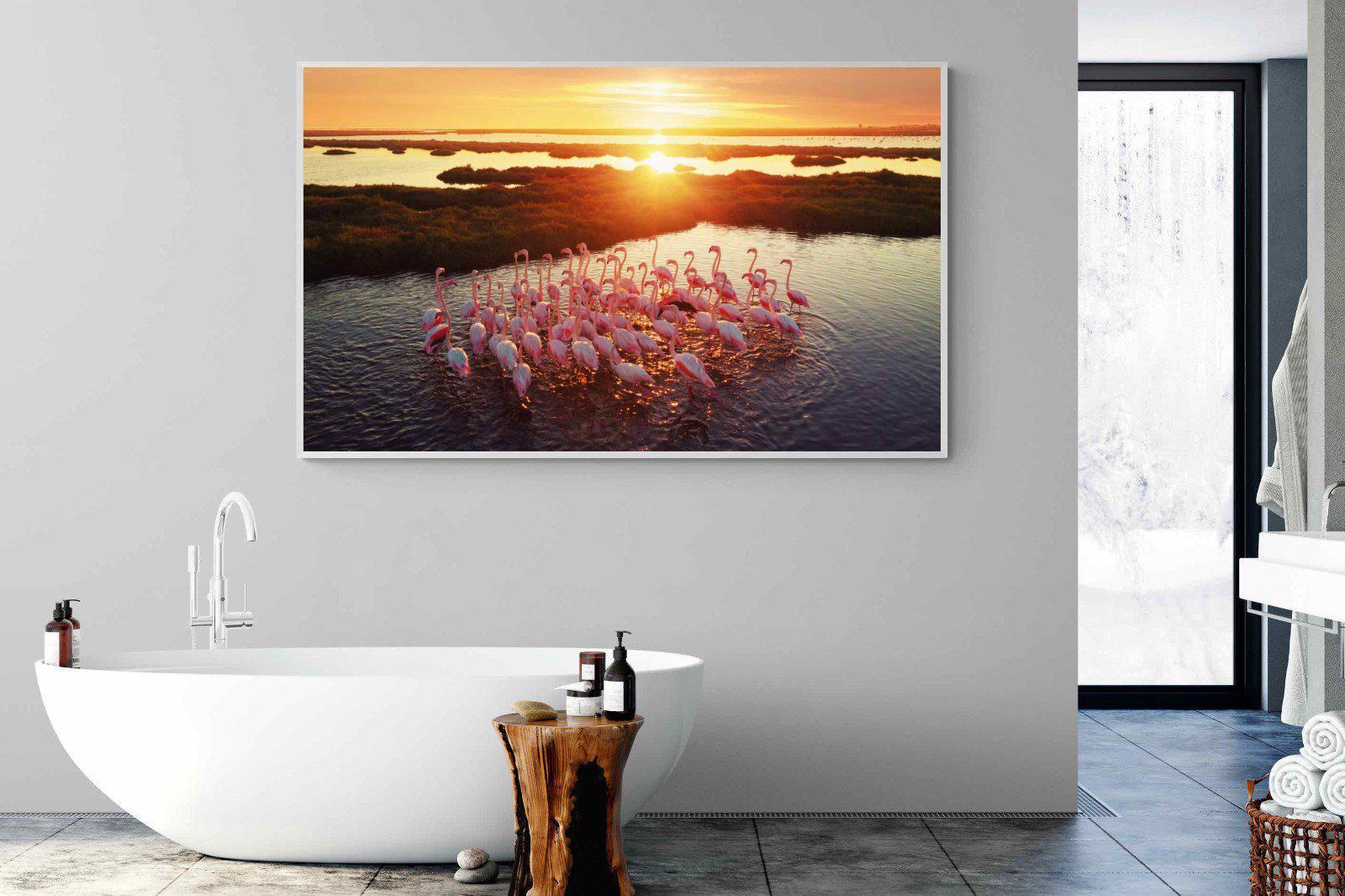 Flamingos-Wall_Art-180 x 110cm-Mounted Canvas-White-Pixalot