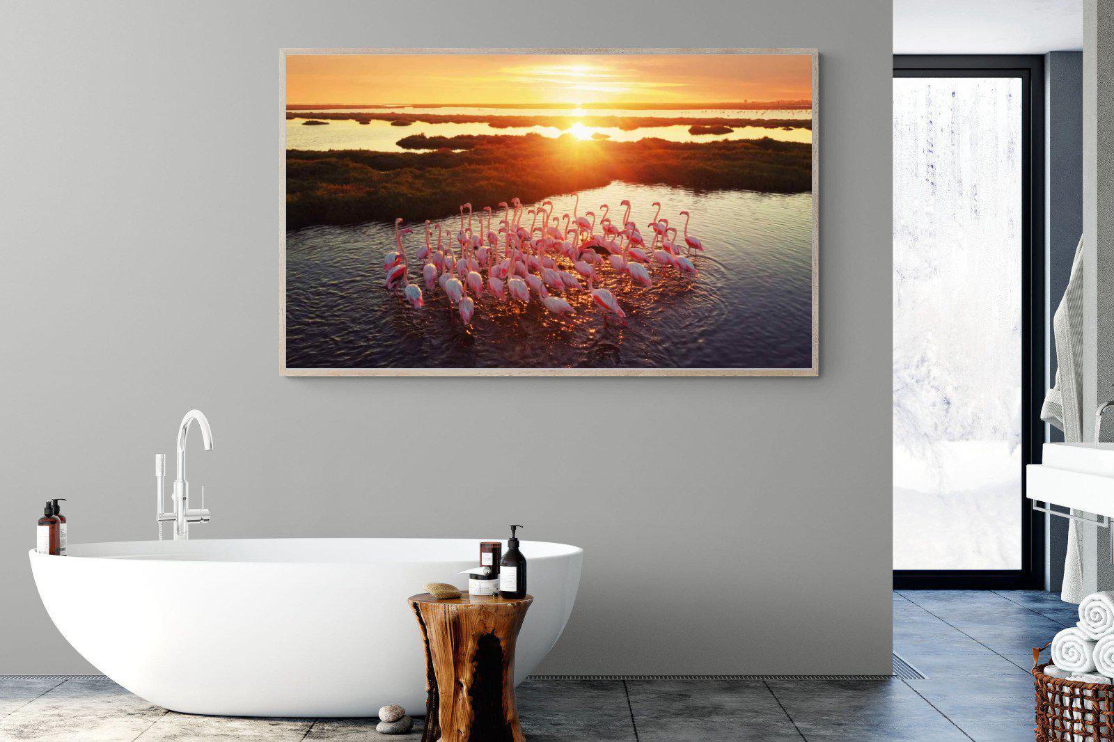 Flamingos-Wall_Art-180 x 110cm-Mounted Canvas-Wood-Pixalot