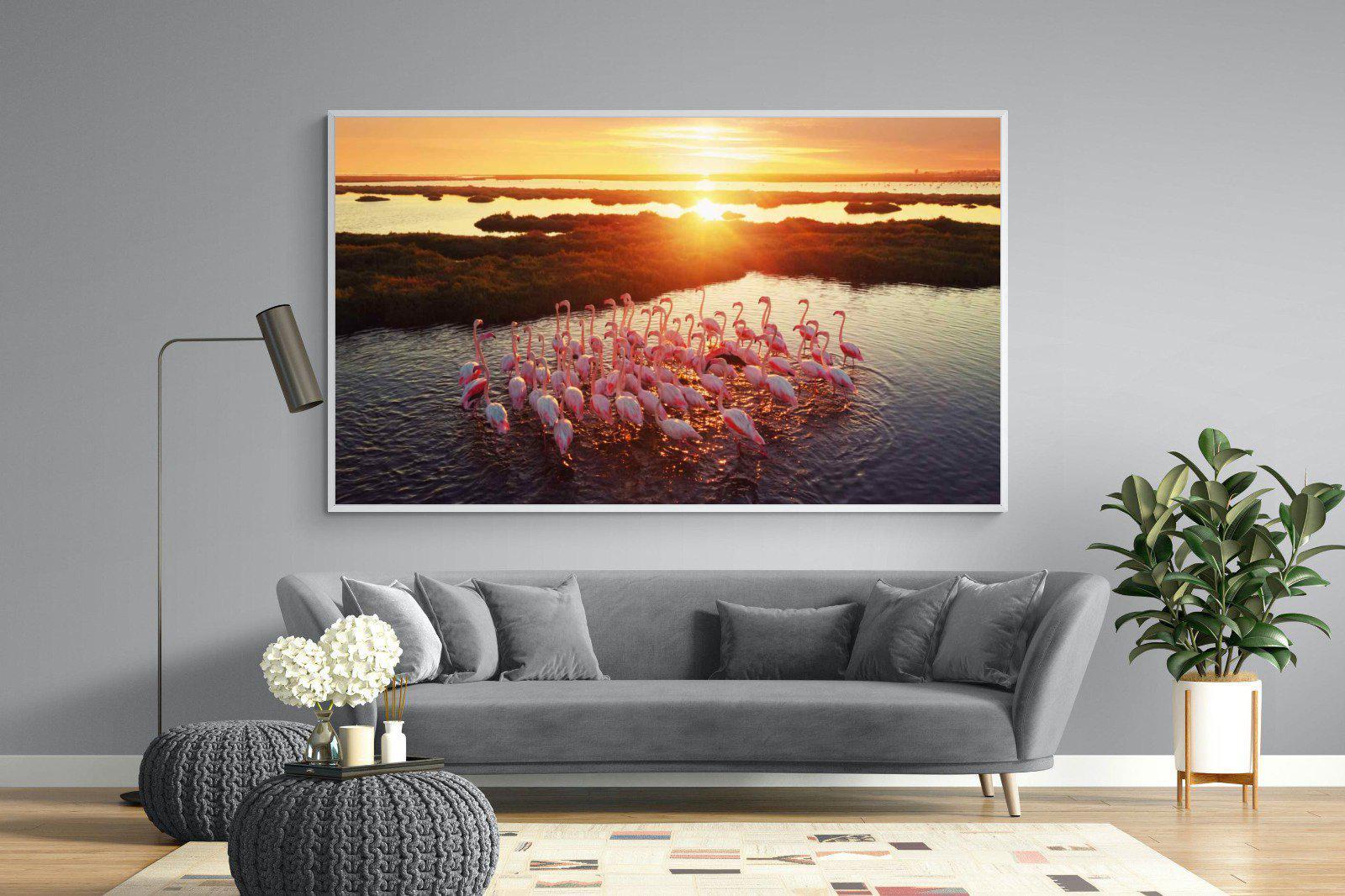 Flamingos-Wall_Art-220 x 130cm-Mounted Canvas-White-Pixalot
