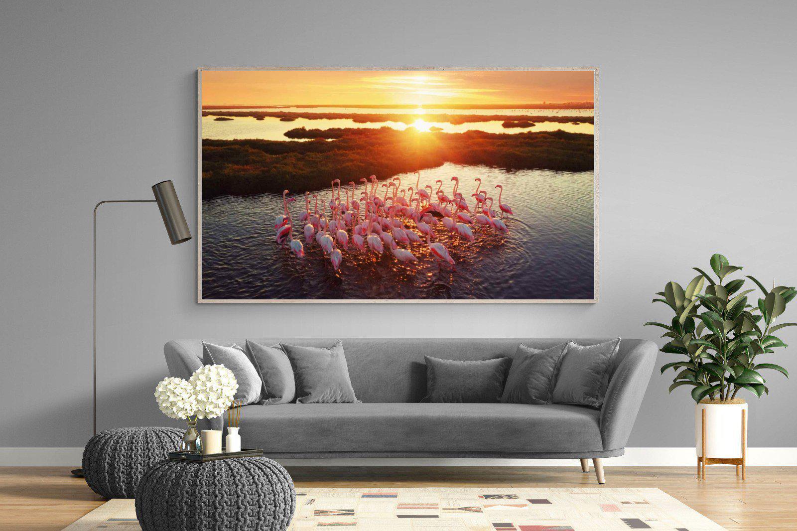 Flamingos-Wall_Art-220 x 130cm-Mounted Canvas-Wood-Pixalot