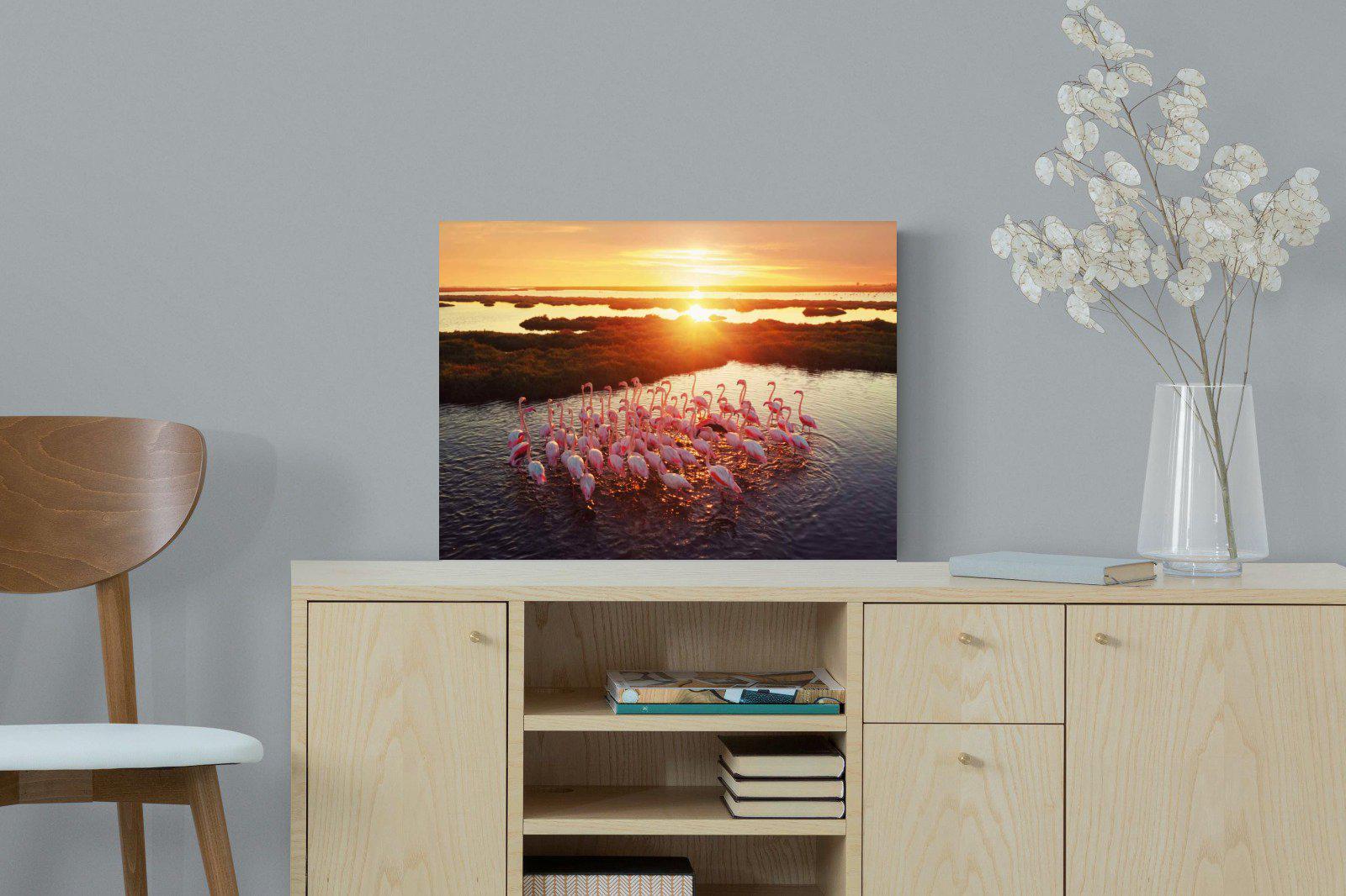 Flamingos-Wall_Art-60 x 45cm-Mounted Canvas-No Frame-Pixalot
