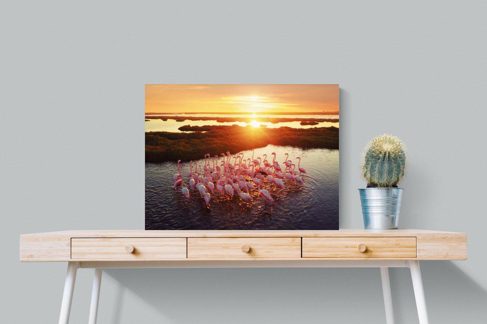 Flamingos-Wall_Art-80 x 60cm-Mounted Canvas-No Frame-Pixalot