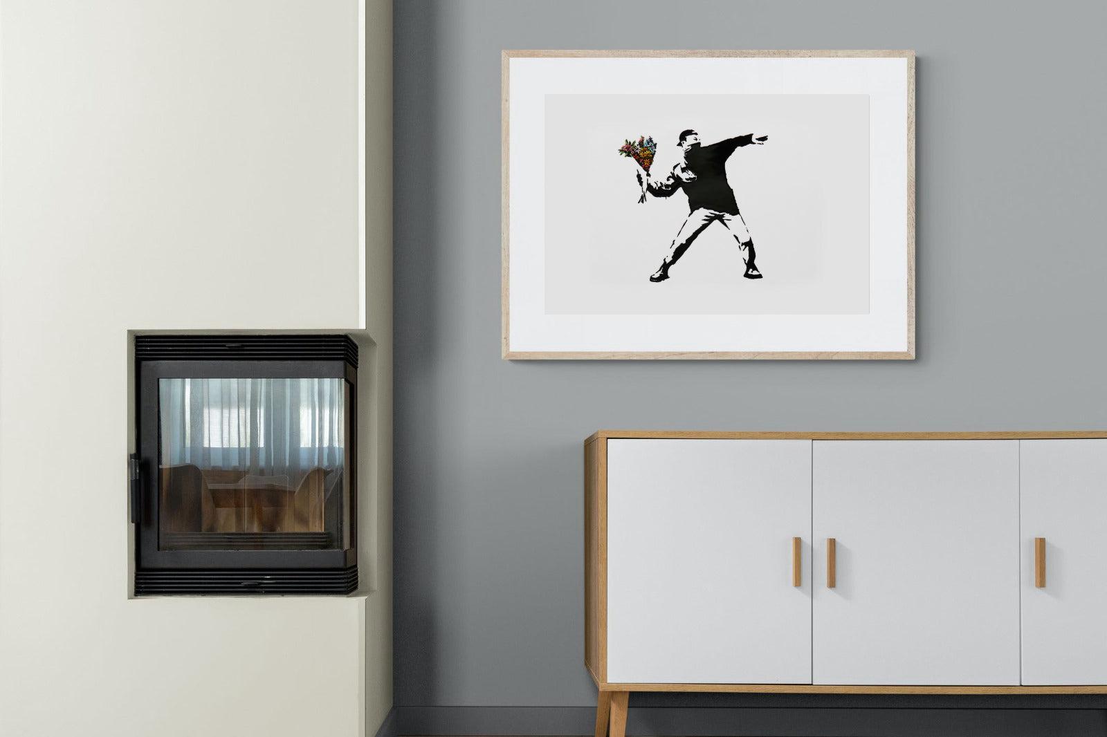 Flower Thrower-Wall_Art-100 x 75cm-Framed Print-Wood-Pixalot
