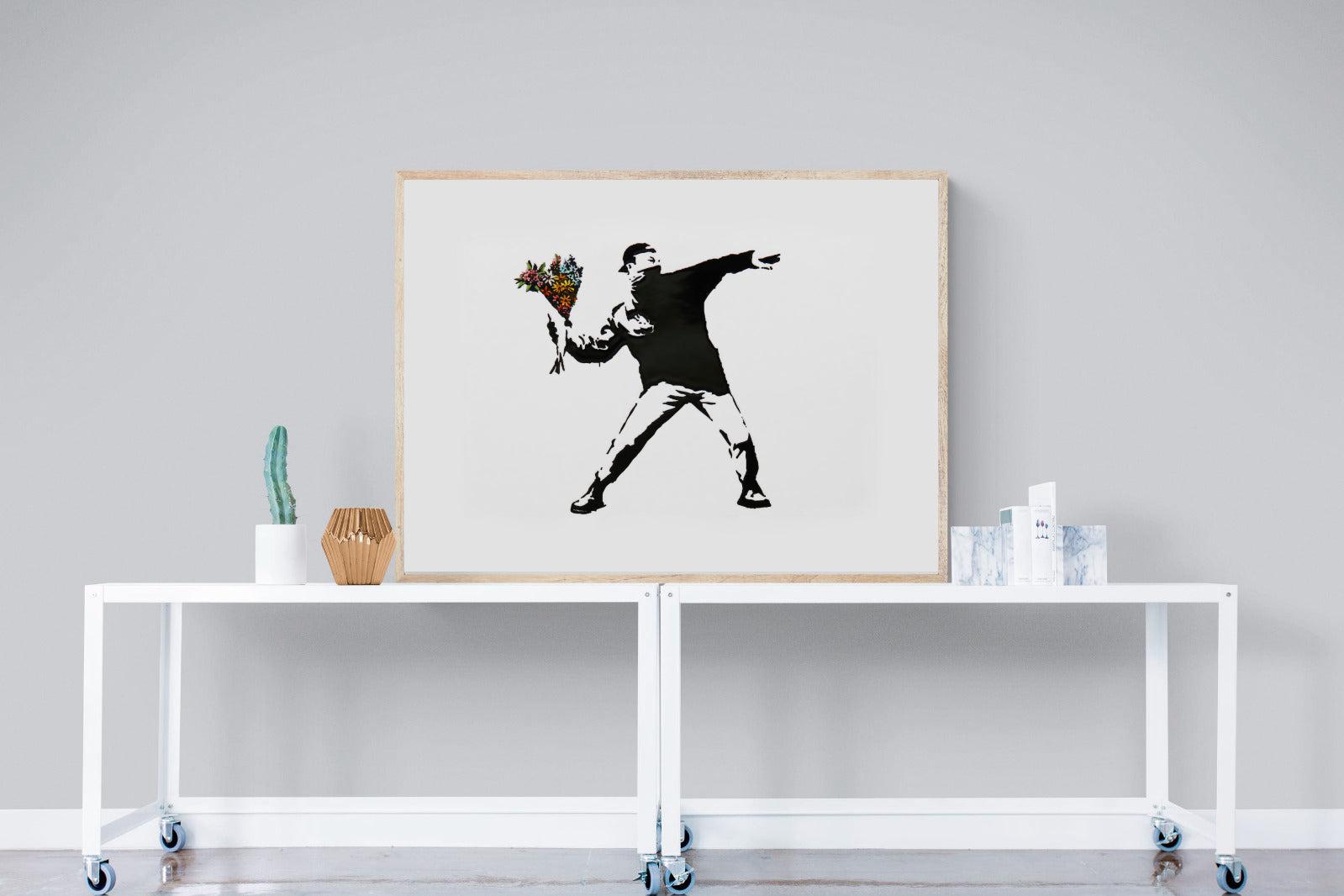 Flower Thrower-Wall_Art-120 x 90cm-Mounted Canvas-Wood-Pixalot