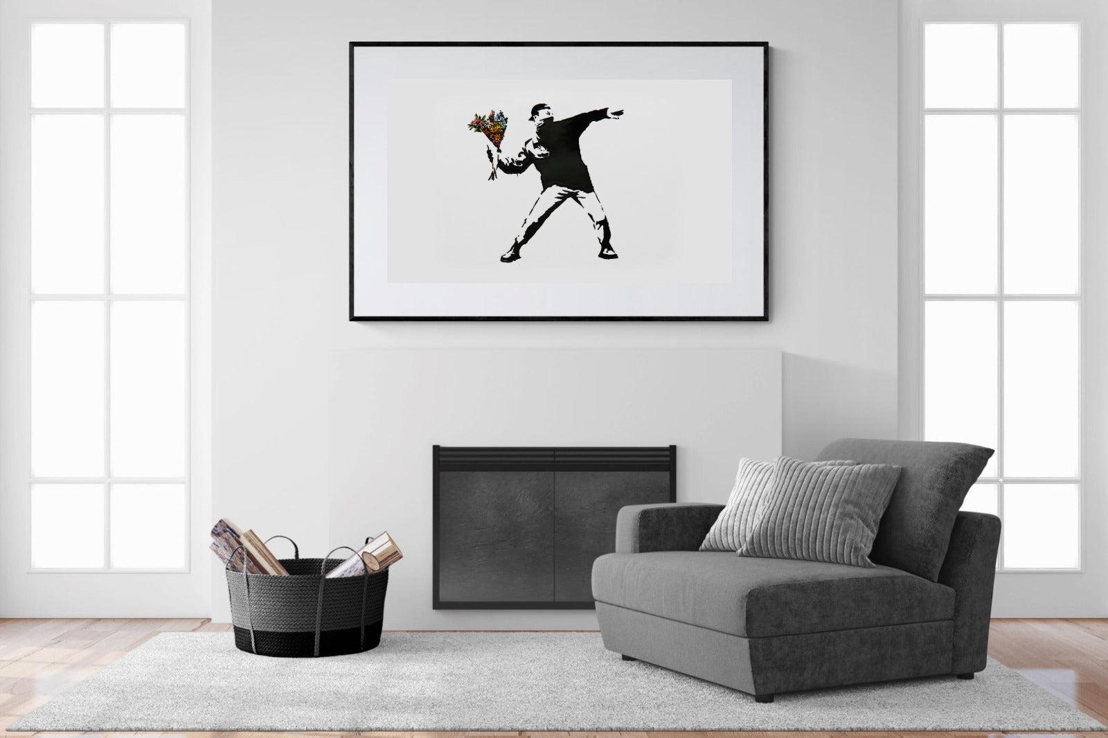 Flower Thrower-Wall_Art-150 x 100cm-Framed Print-Black-Pixalot