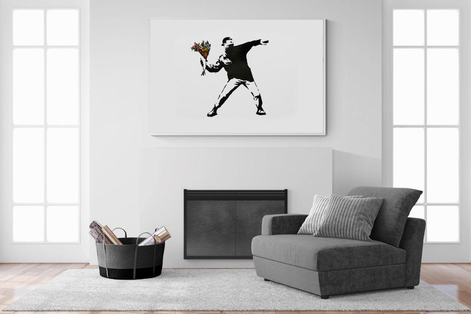 Flower Thrower-Wall_Art-150 x 100cm-Mounted Canvas-White-Pixalot