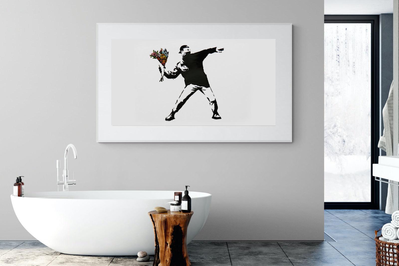Flower Thrower-Wall_Art-180 x 110cm-Framed Print-White-Pixalot