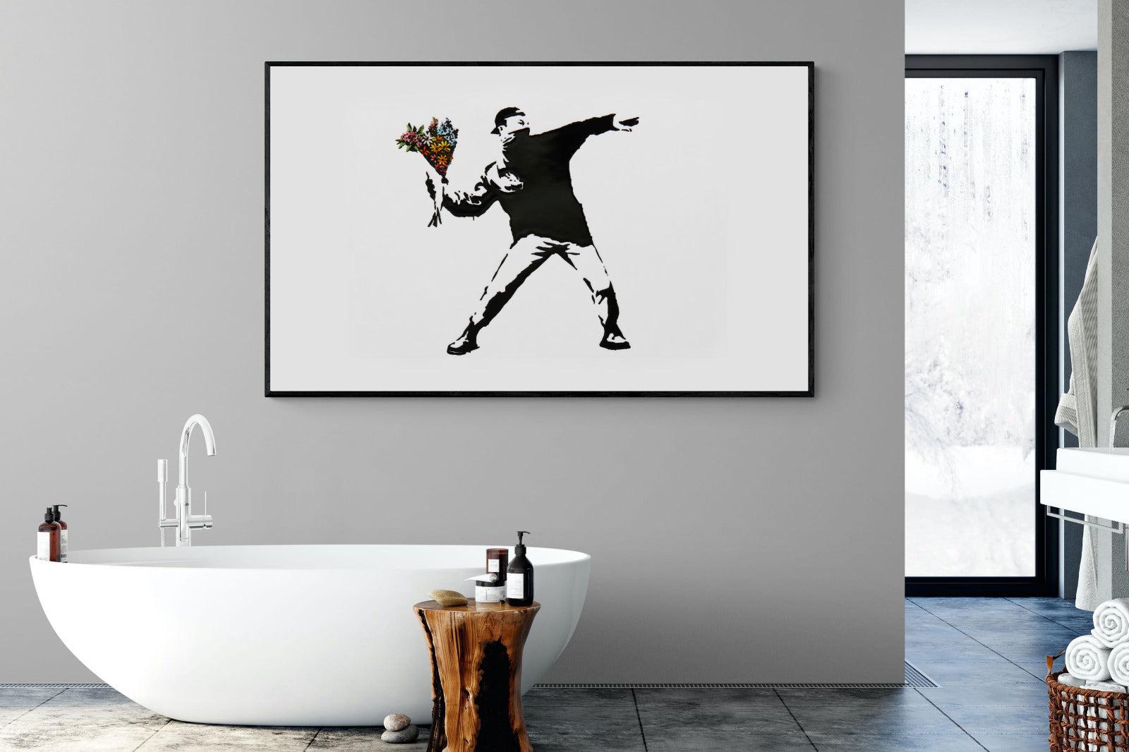 Flower Thrower-Wall_Art-180 x 110cm-Mounted Canvas-Black-Pixalot