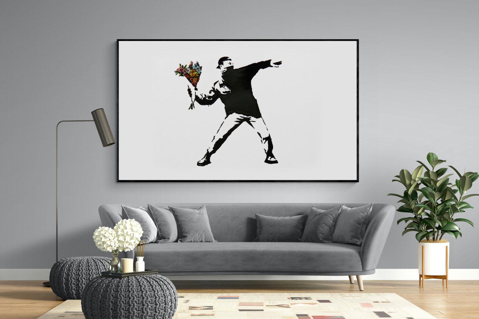 Flower Thrower-Wall_Art-220 x 130cm-Mounted Canvas-Black-Pixalot