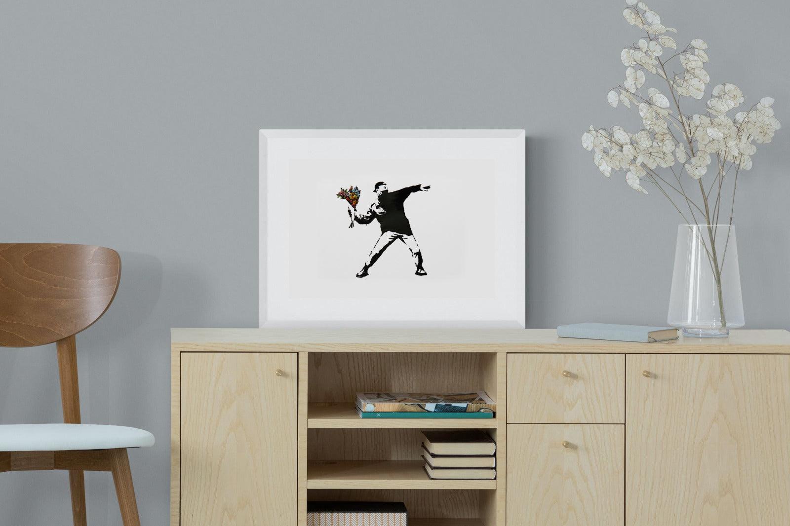 Flower Thrower-Wall_Art-60 x 45cm-Framed Print-White-Pixalot