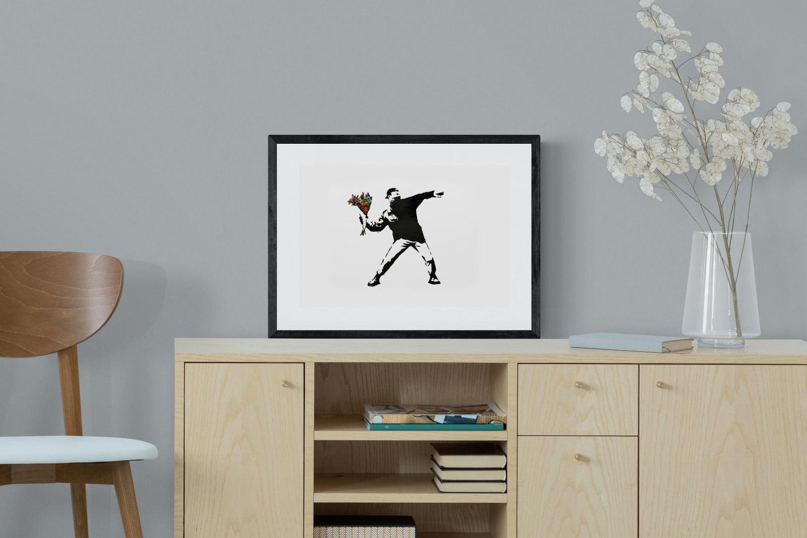 Flower Thrower-Wall_Art-60 x 45cm-Framed Print-Black-Pixalot