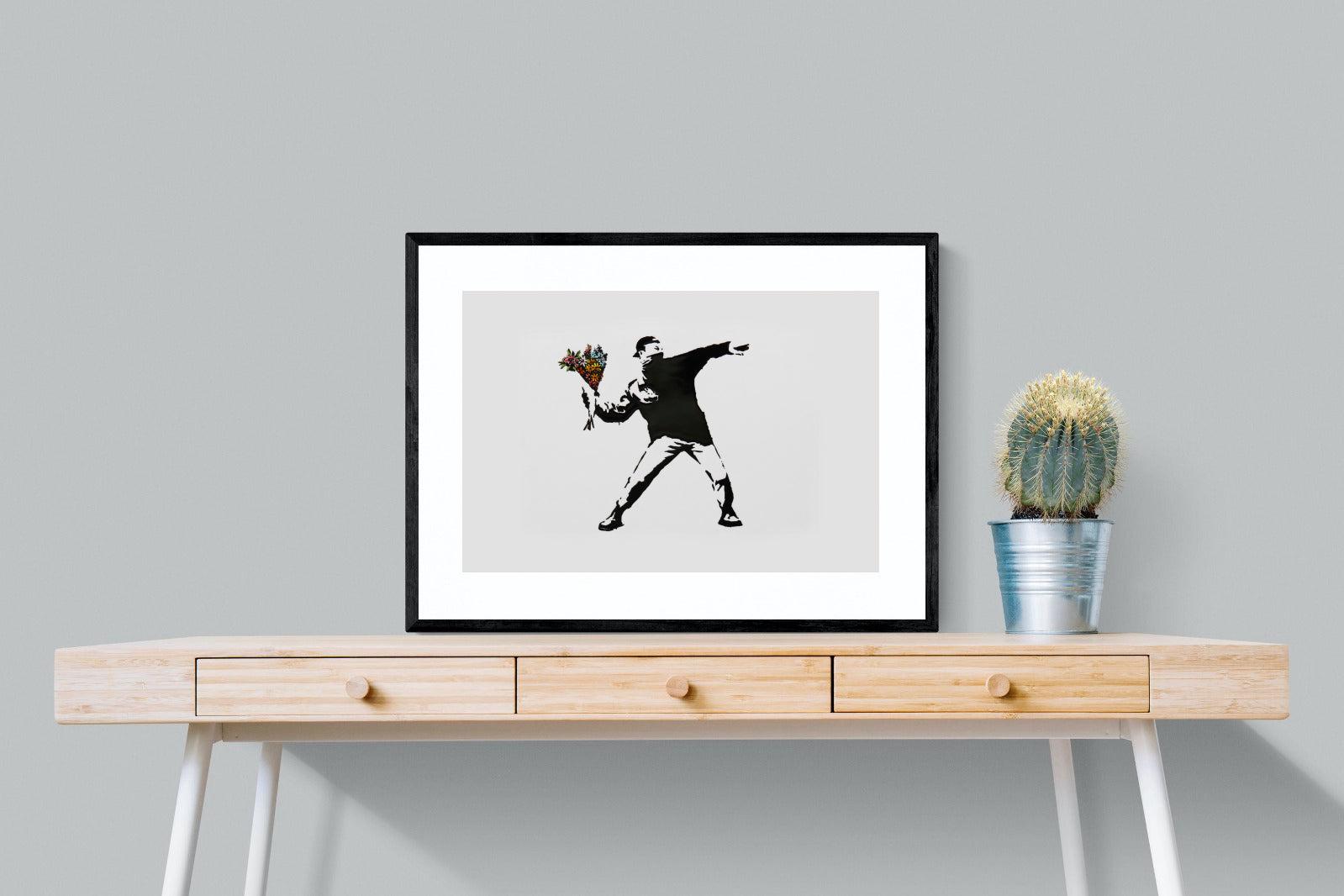Flower Thrower-Wall_Art-80 x 60cm-Framed Print-Black-Pixalot