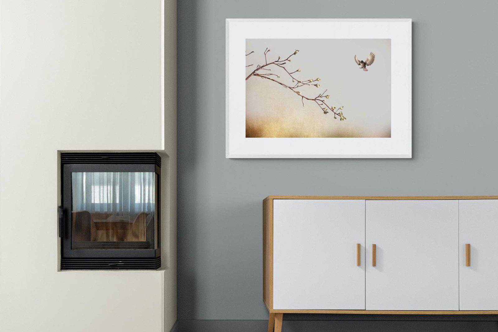 Flutter-Wall_Art-100 x 75cm-Framed Print-White-Pixalot
