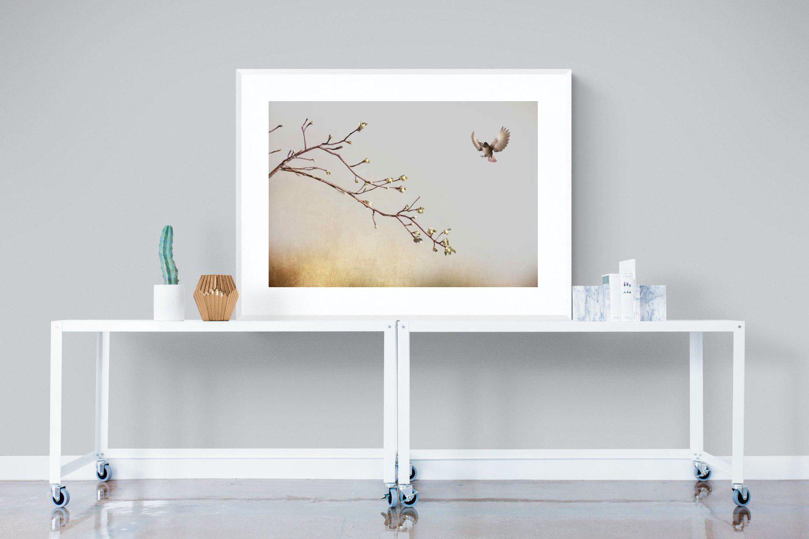Flutter-Wall_Art-120 x 90cm-Framed Print-White-Pixalot