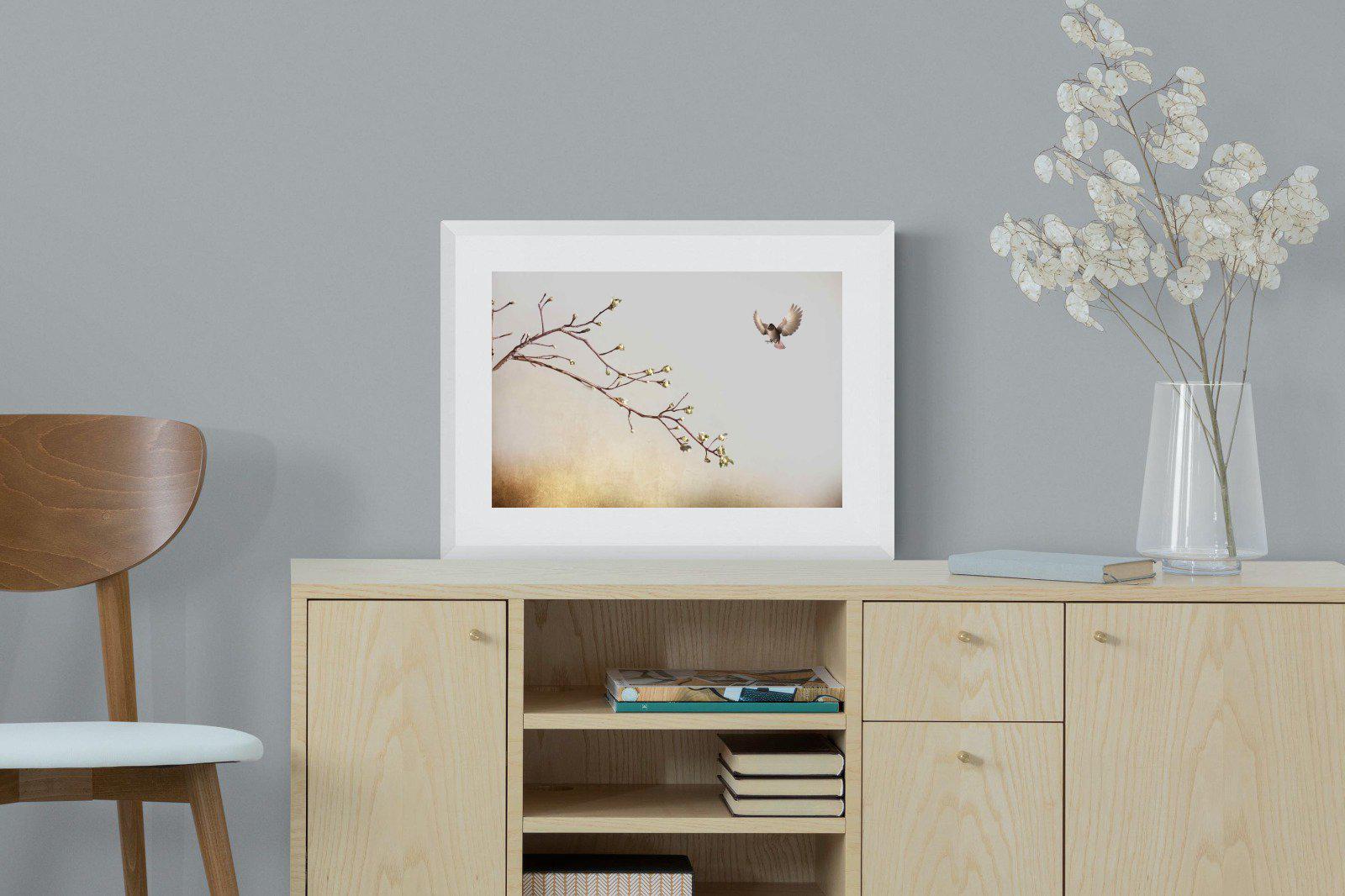 Flutter-Wall_Art-60 x 45cm-Framed Print-White-Pixalot