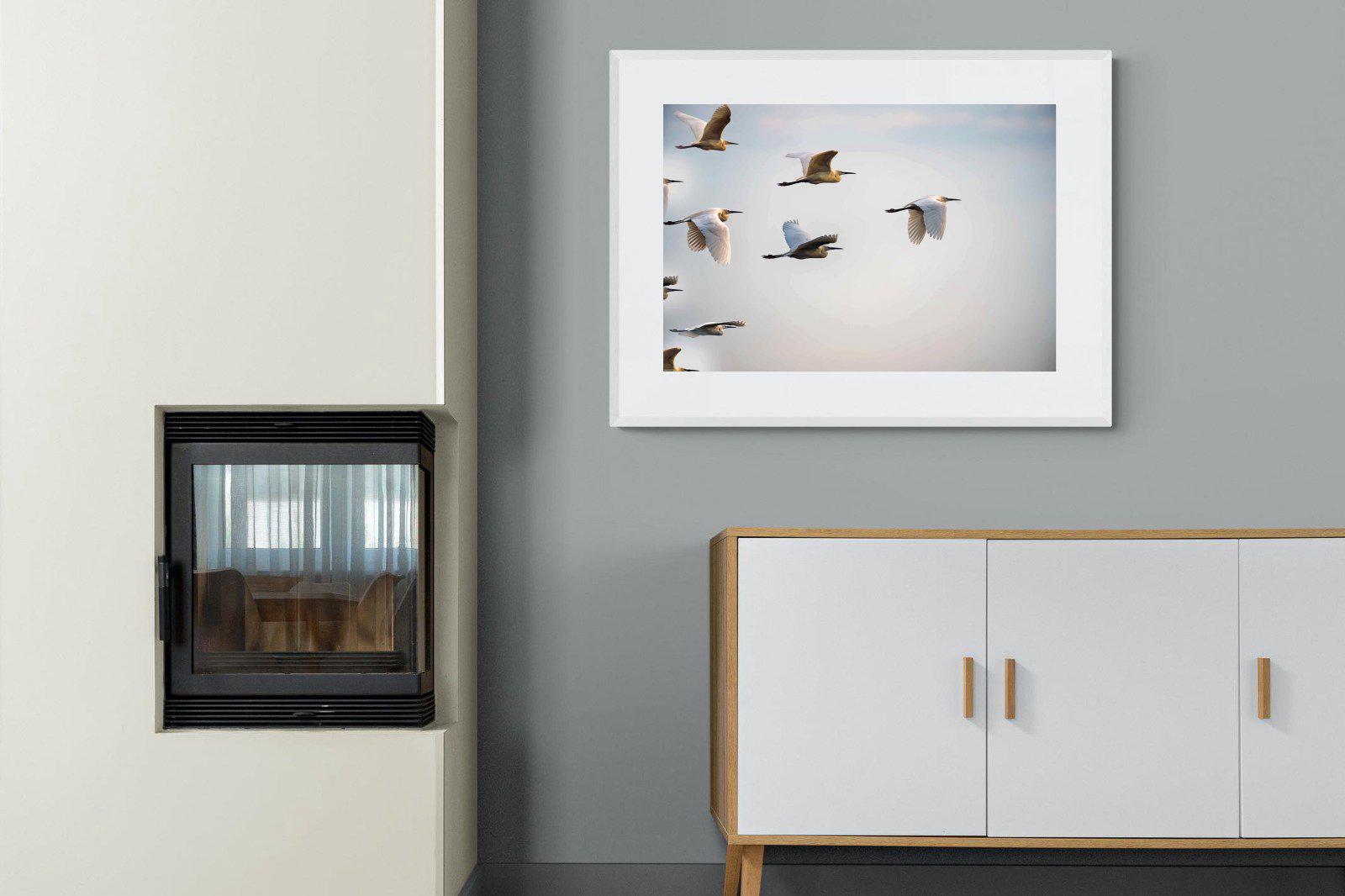 Flying V-Wall_Art-100 x 75cm-Framed Print-White-Pixalot