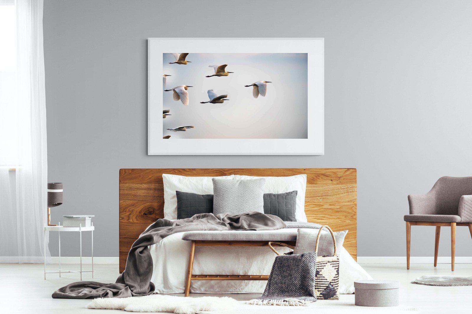 Flying V-Wall_Art-150 x 100cm-Framed Print-White-Pixalot