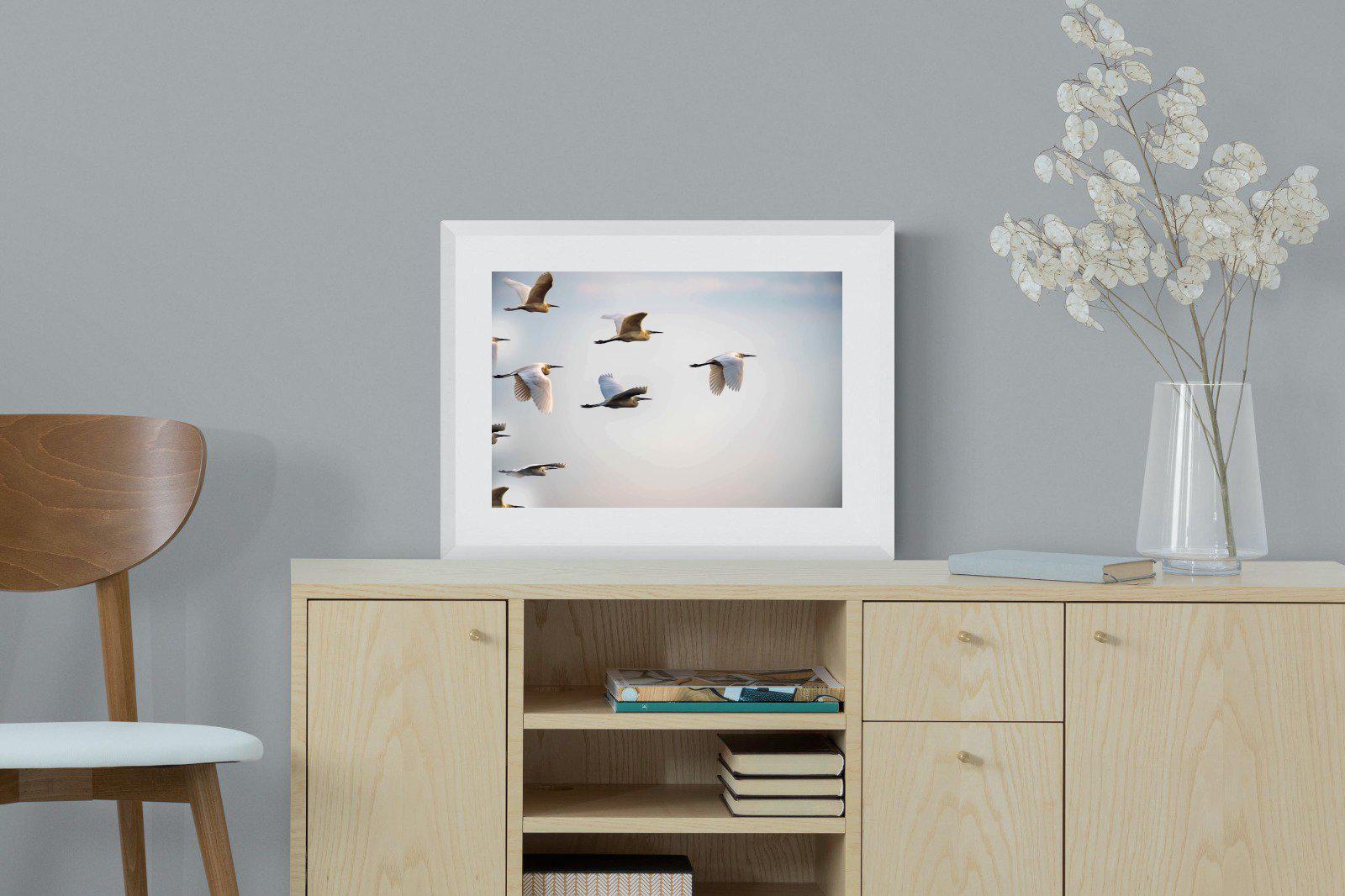Flying V-Wall_Art-60 x 45cm-Framed Print-White-Pixalot